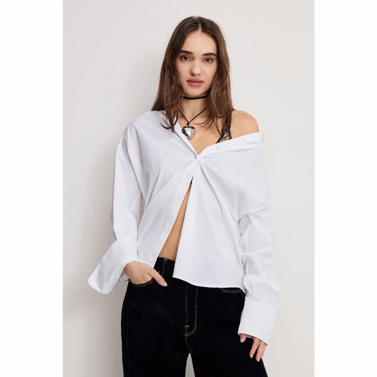 Poplin OverSized Shirt W Button Adjustable Waist by Khlo Kardashian by GOOD AMERICAN