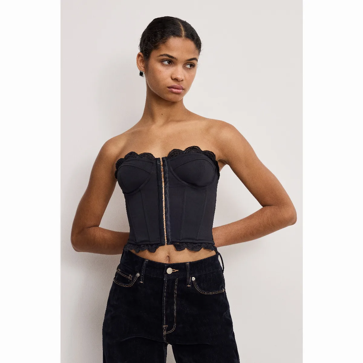 Matte Jersey Lace Trim Bustier by Khloé Kardashian by GOOD AMERICAN