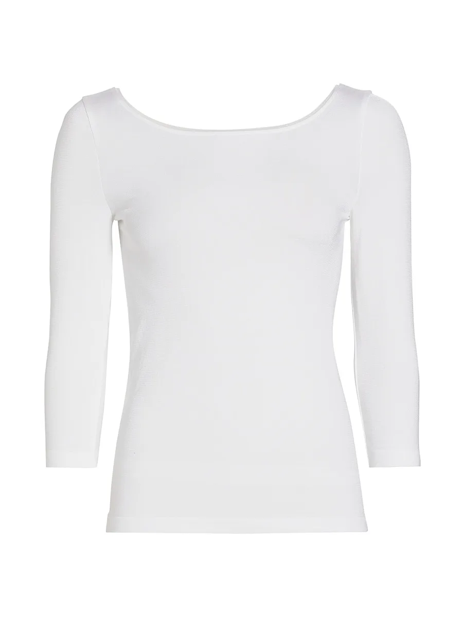 Women's Cordoba Boatneck Three-Quarter Sleeve Top - White - Size Medium by Wolford