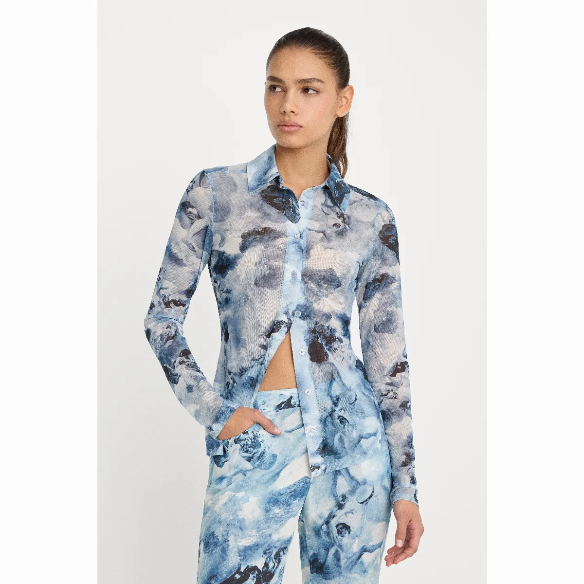 Mesh Button Up Top by Khloé Kardashian by GOOD AMERICAN