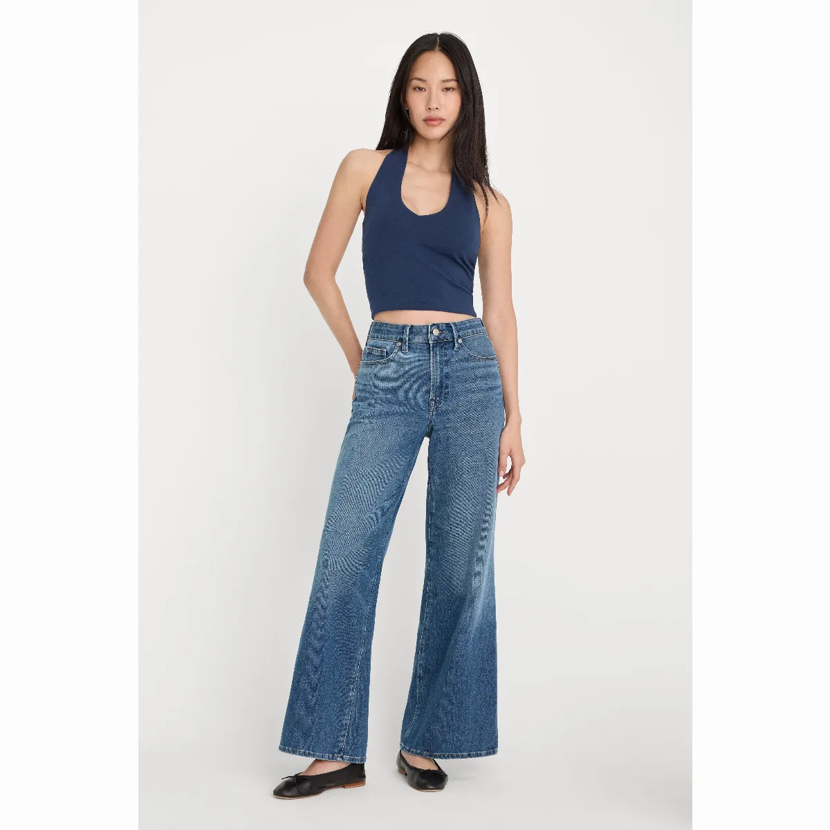 Soft Tech Good Waist Palazzo Ankle Jeans by GOOD AMERICAN