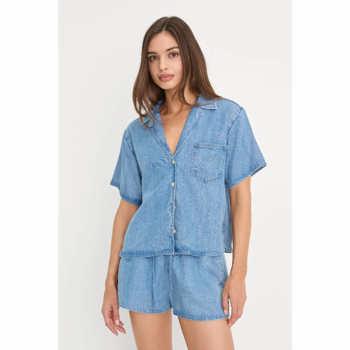 Tencel Denim Camp Shirt by Khloé Kardashian by GOOD AMERICAN