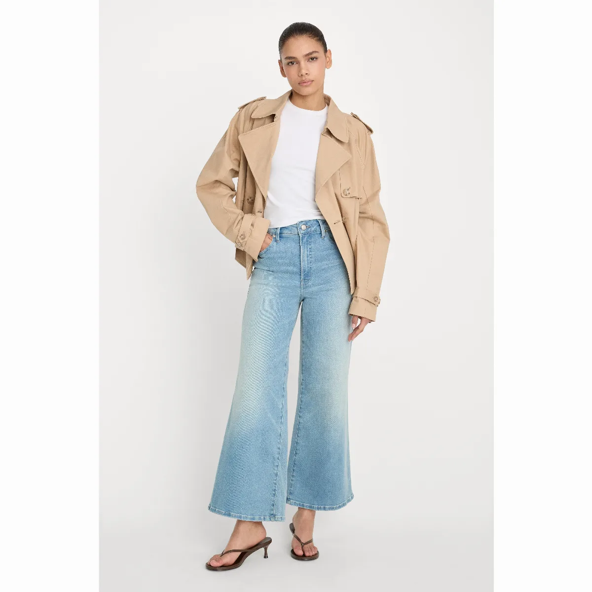 Soft Tech Good Waist Palazzo Cropped Jeans by GOOD AMERICAN
