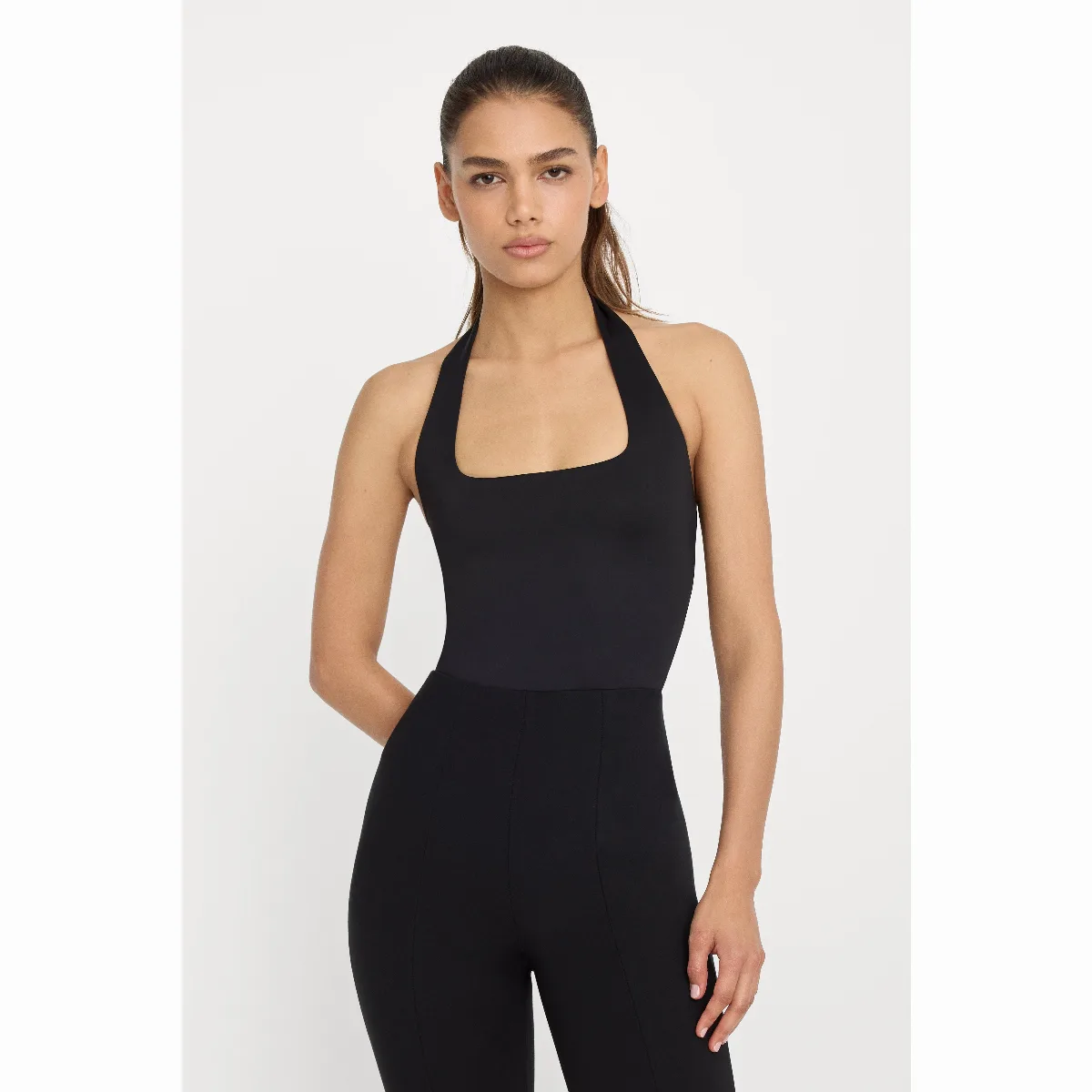 Sculpting Halter Square Neck Bodysuit by Khloé Kardashian by GOOD AMERICAN