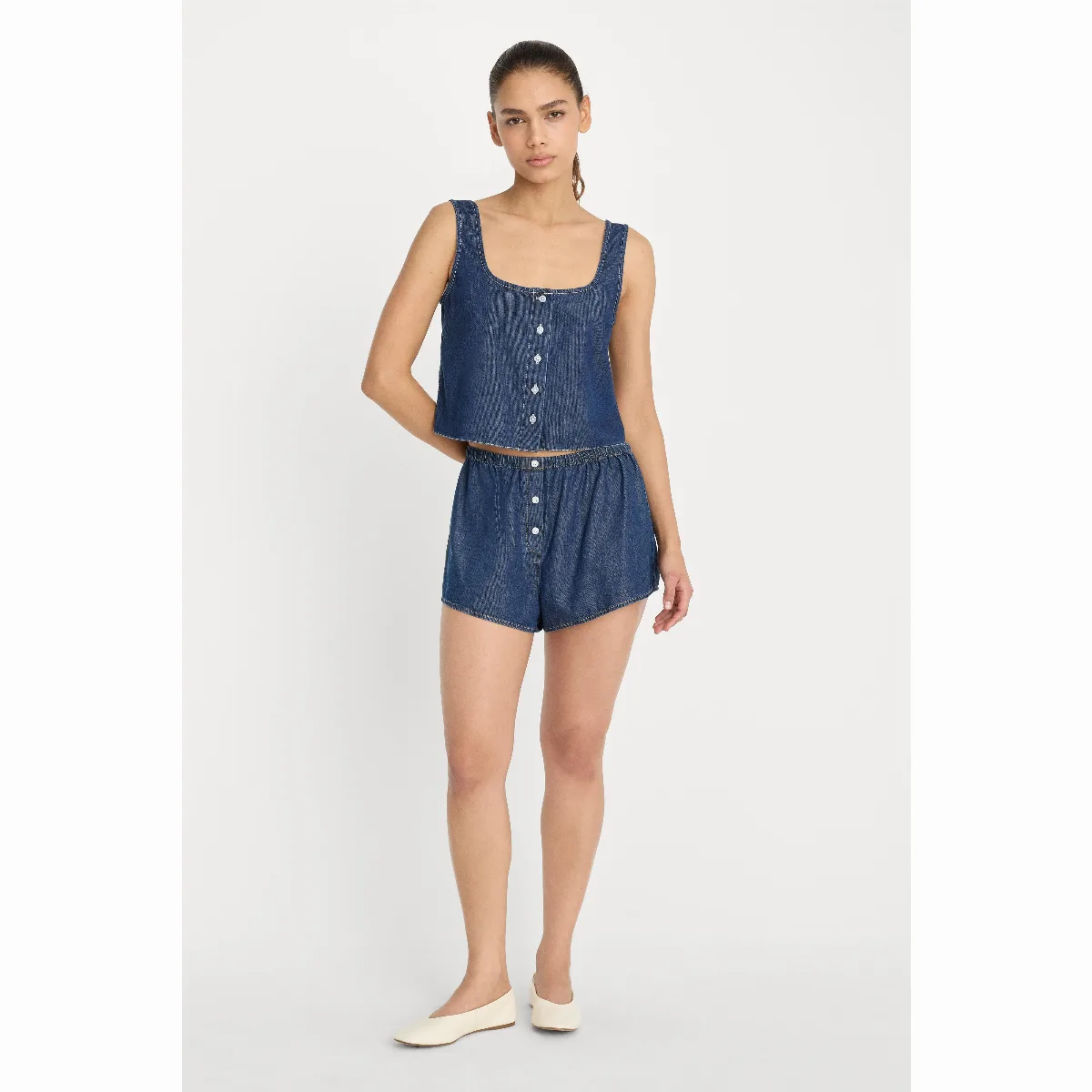Denim Boxer Shorts by Khloé Kardashian by GOOD AMERICAN
