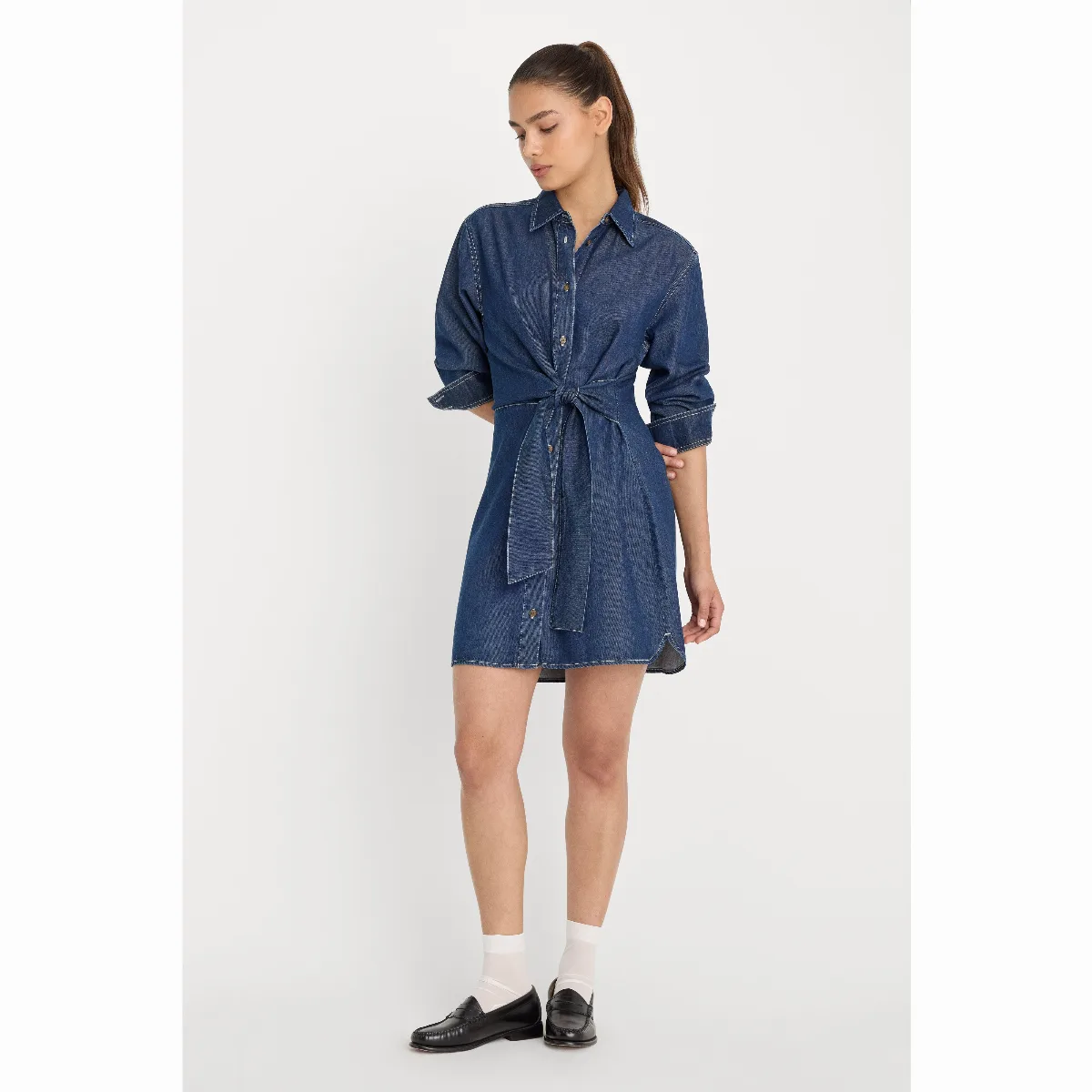 Denim Wrap Shirt Dress by Khlo Kardashian by GOOD AMERICAN