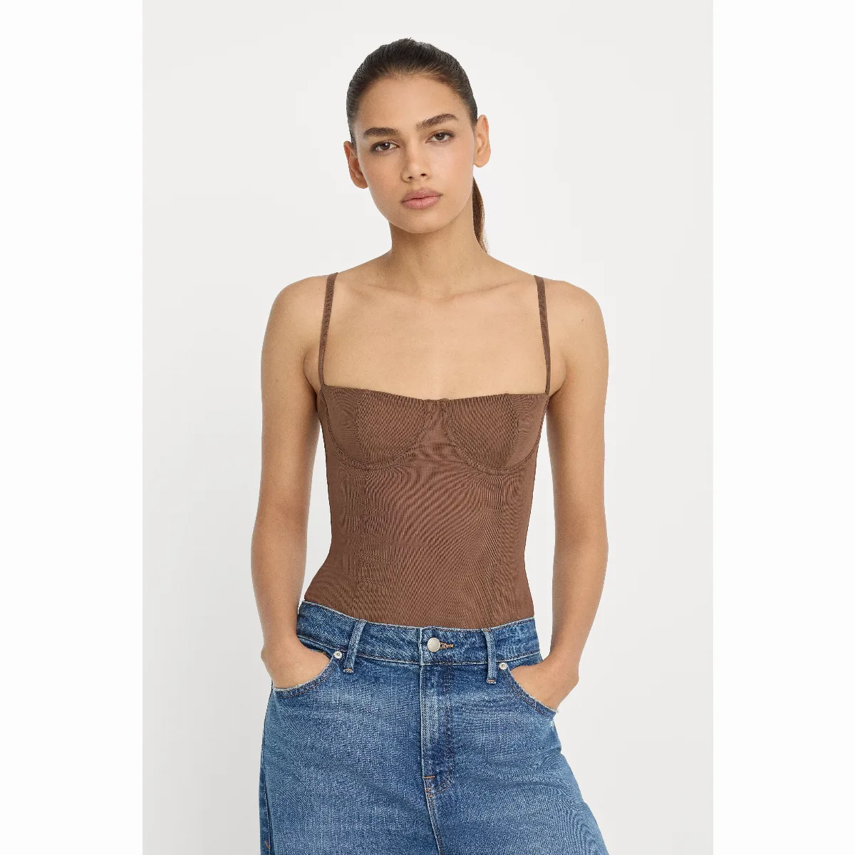 Mesh Bustier Bodysuit by Khloé Kardashian by GOOD AMERICAN