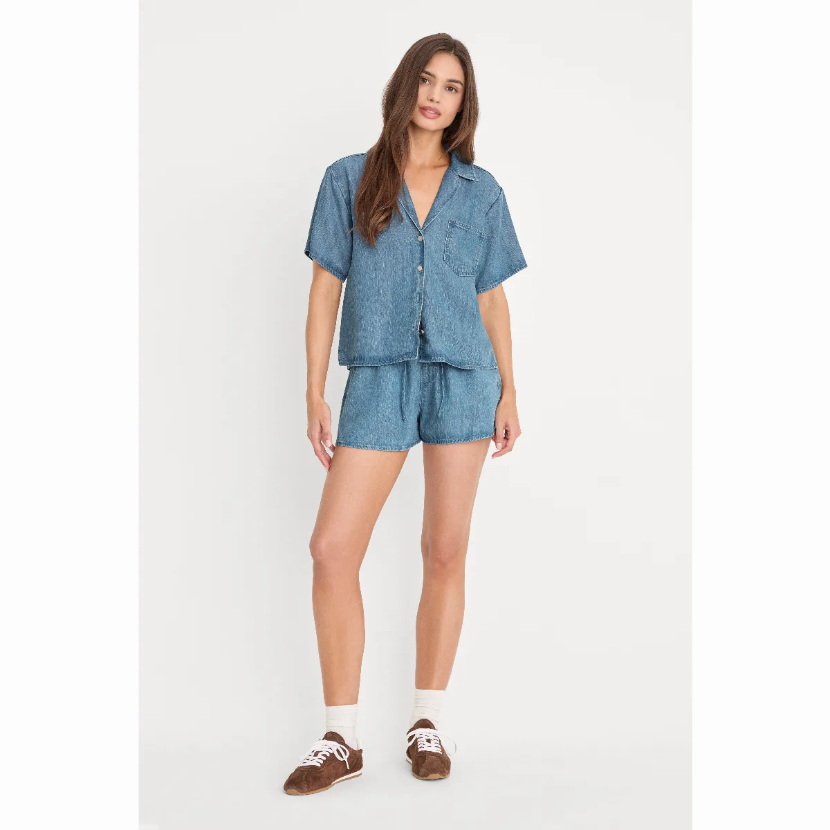The Denim Pull on Short by Khloé Kardashian by GOOD AMERICAN