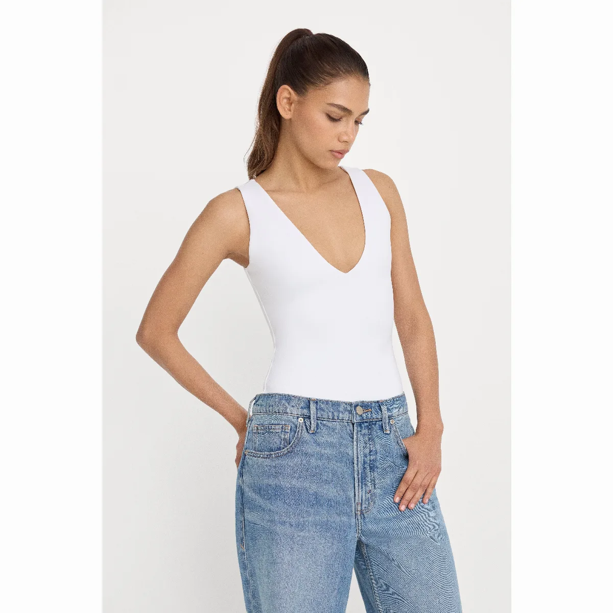 Sculpting Deep V Bodysuit by Khloé Kardashian by GOOD AMERICAN