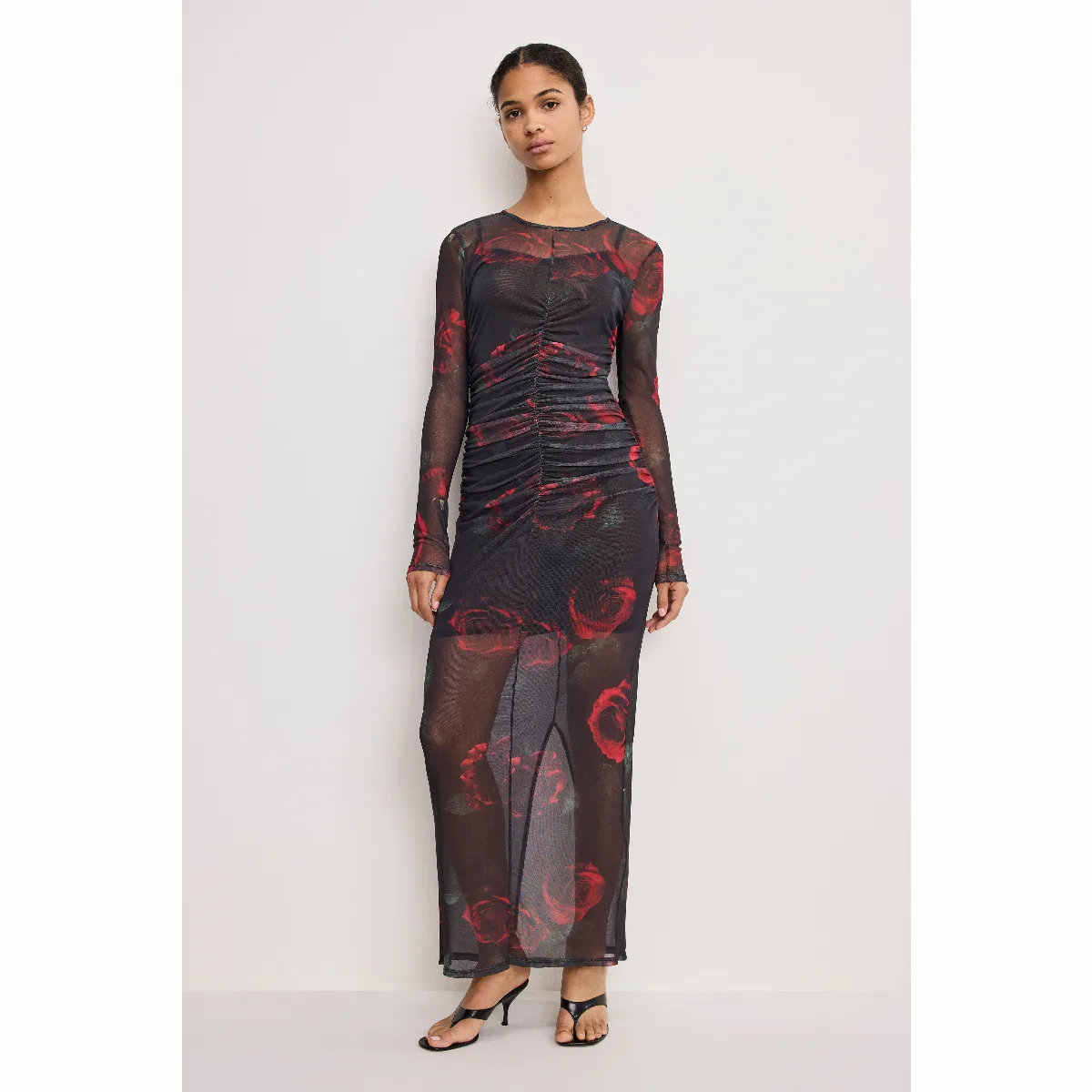 Mesh Ruched Maxi Dress by Khloé Kardashian by GOOD AMERICAN