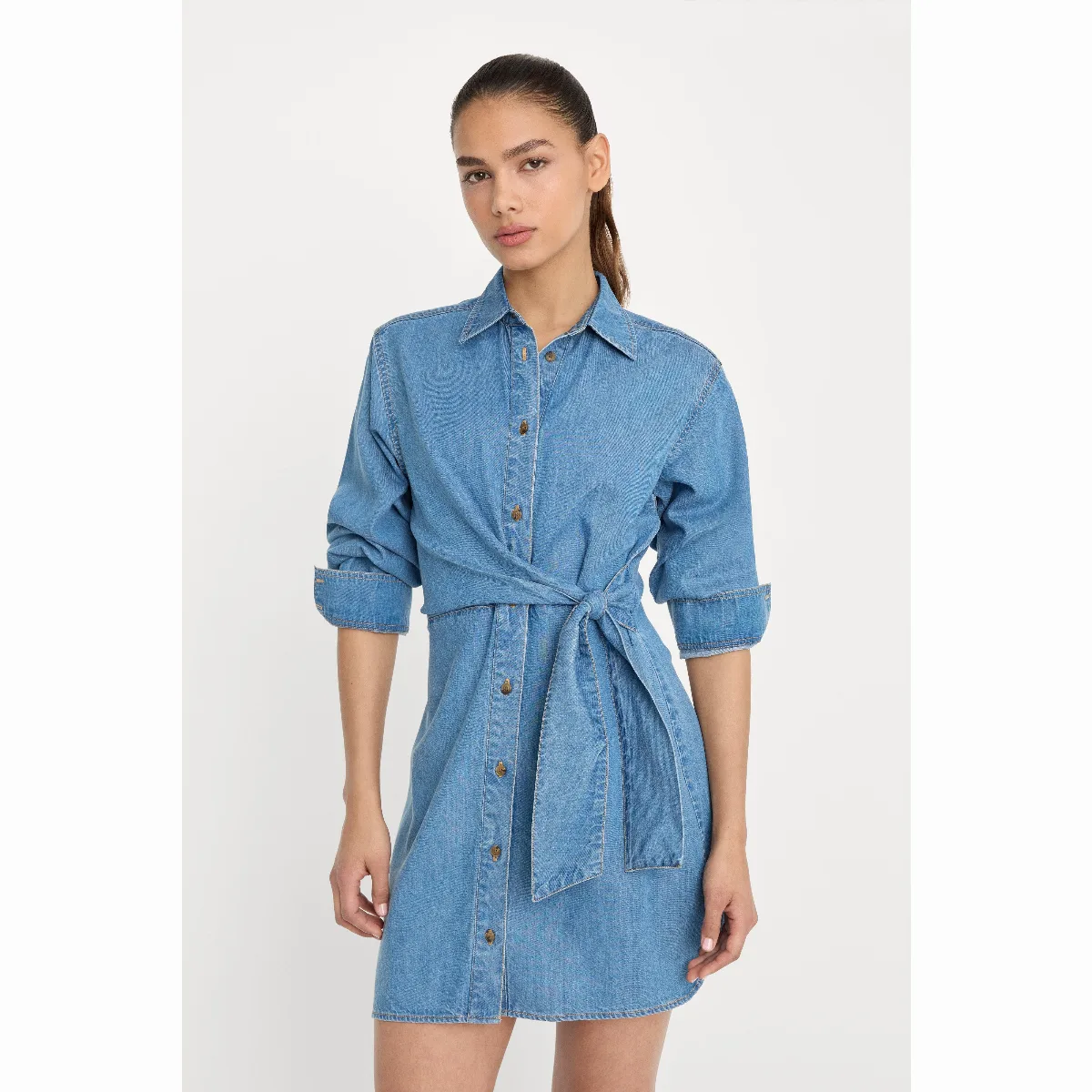 Denim Wrap Shirt Dress by Khloé Kardashian by GOOD AMERICAN
