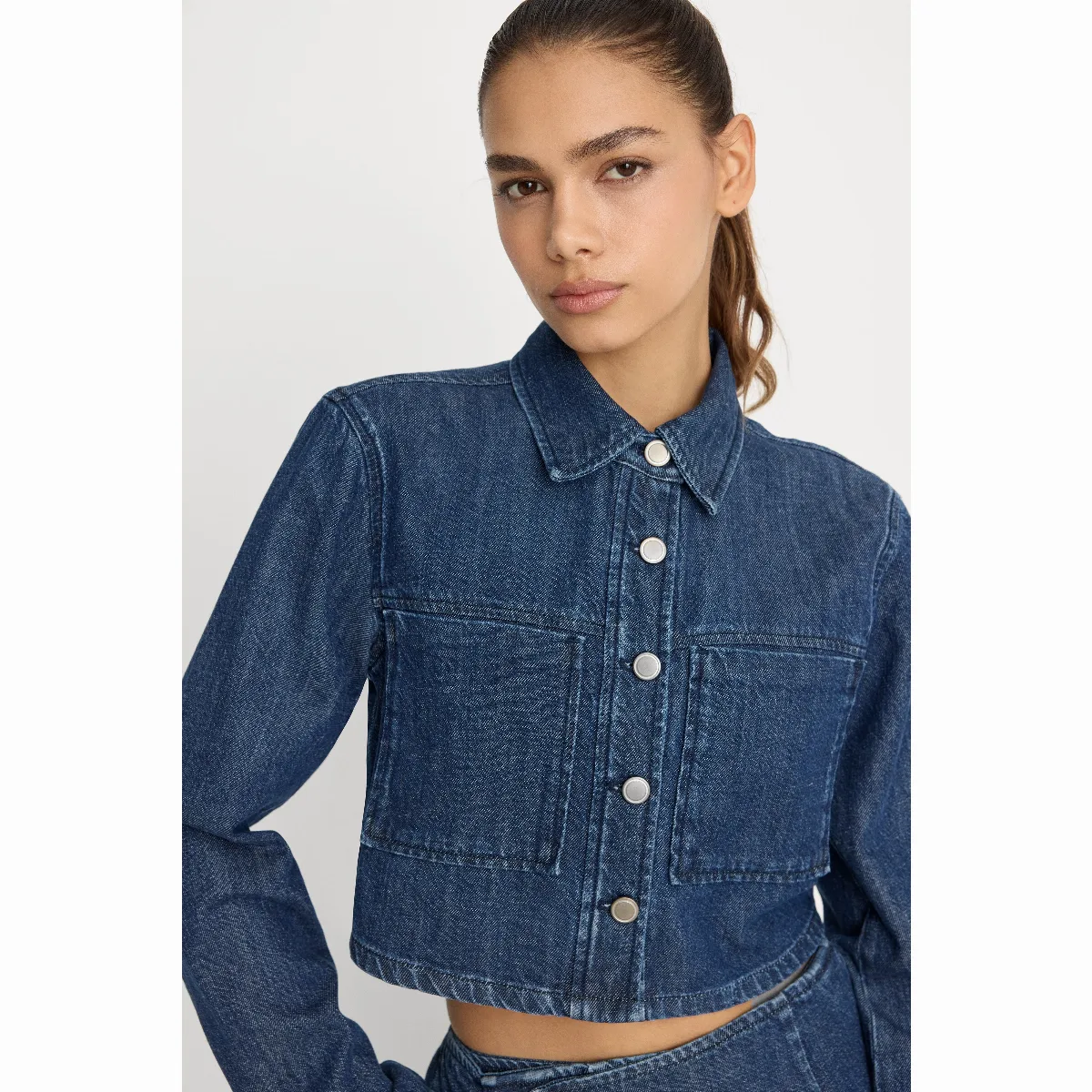 Denim Cropped Jacket by Khloé Kardashian by GOOD AMERICAN