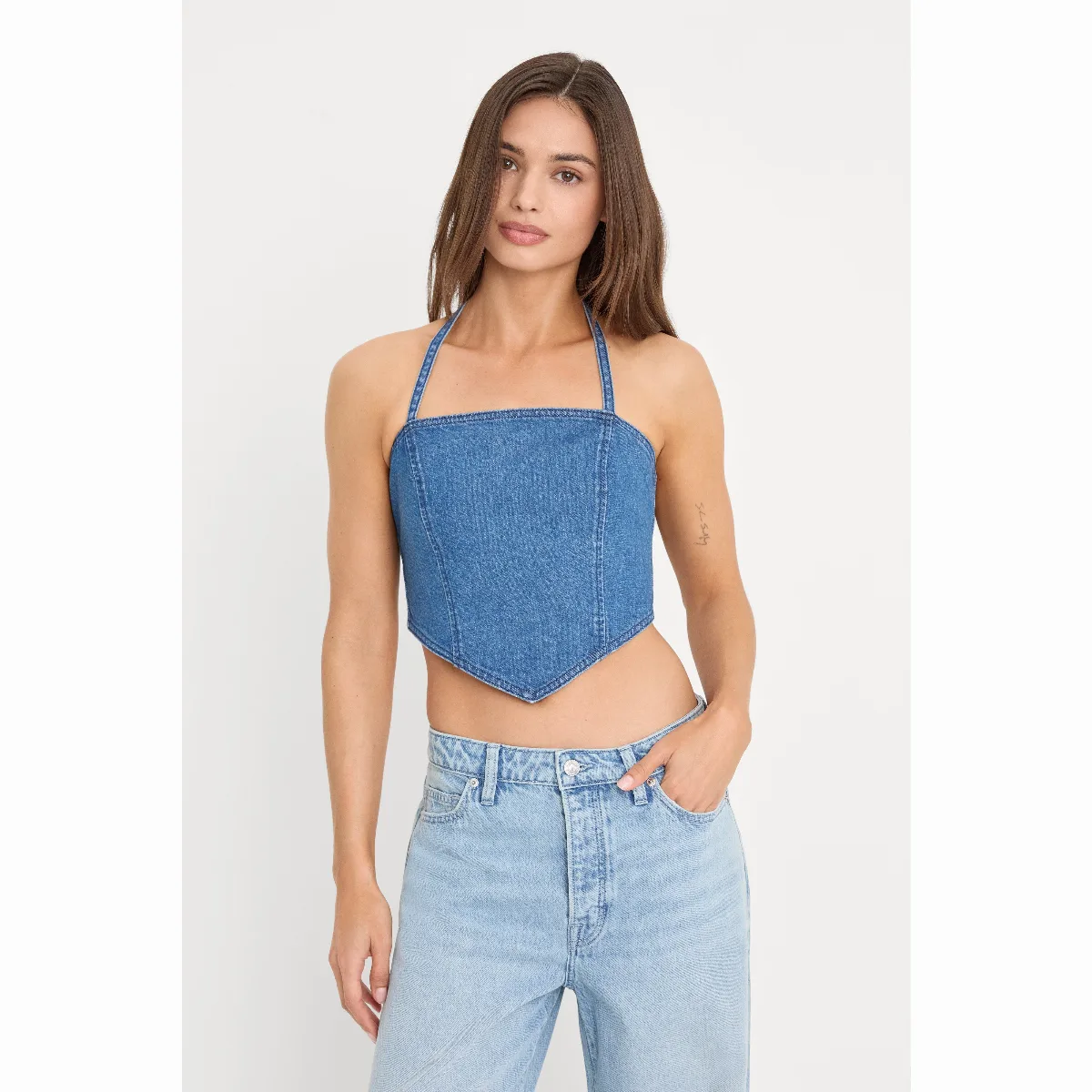 The Denim Recess Top by Khloé Kardashian by GOOD AMERICAN