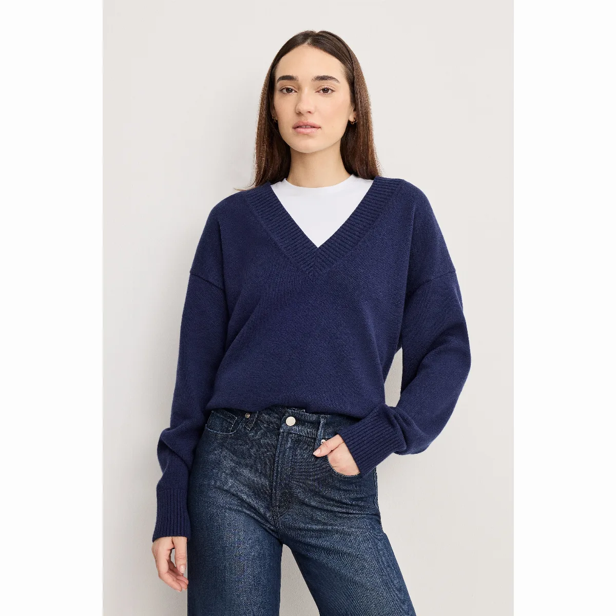 Deep V Knit Sweater - by Khloé Kardashian
