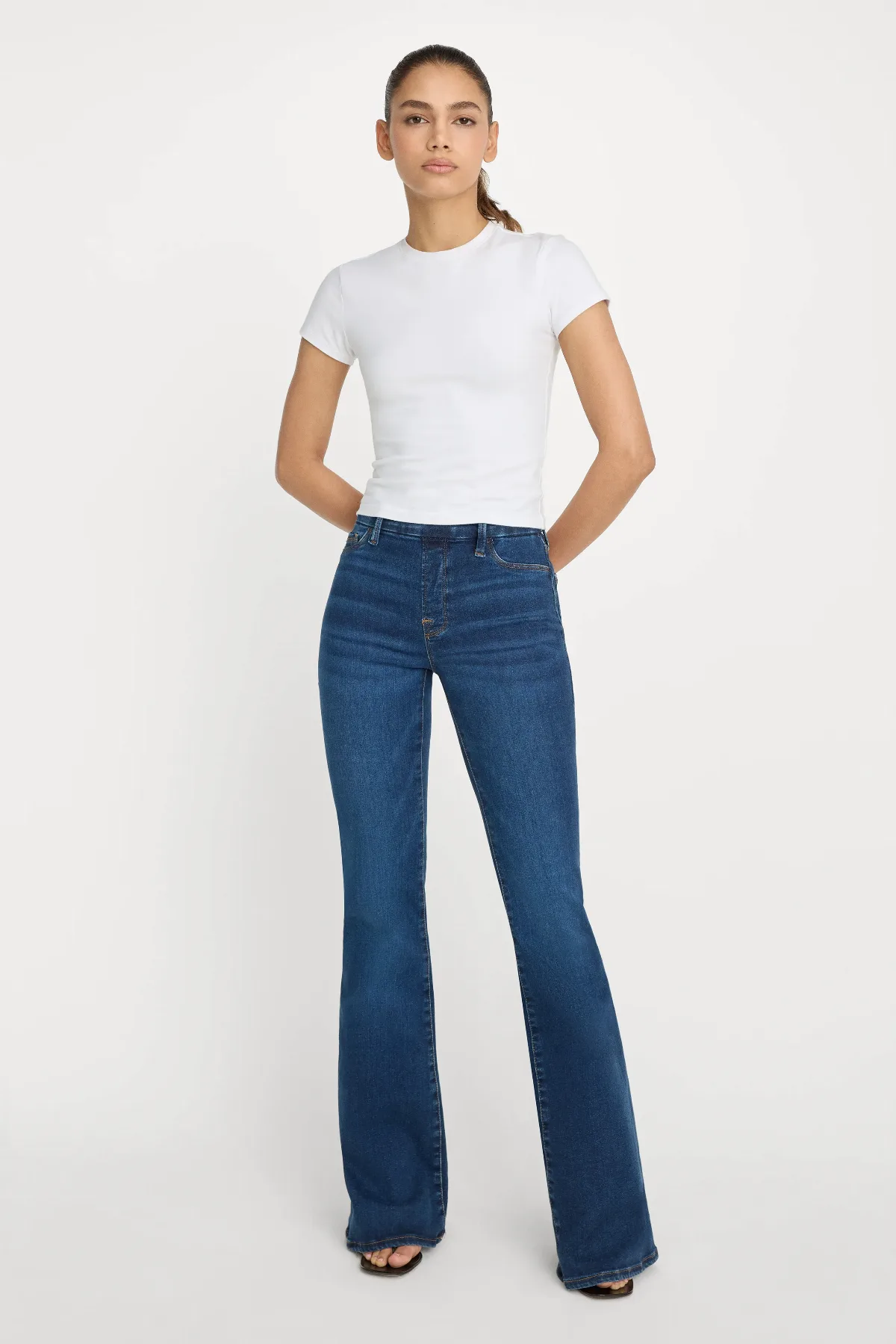 Power Stretch Pull-On Flare Jeans by Khloé Kardashian by GOOD AMERICAN
