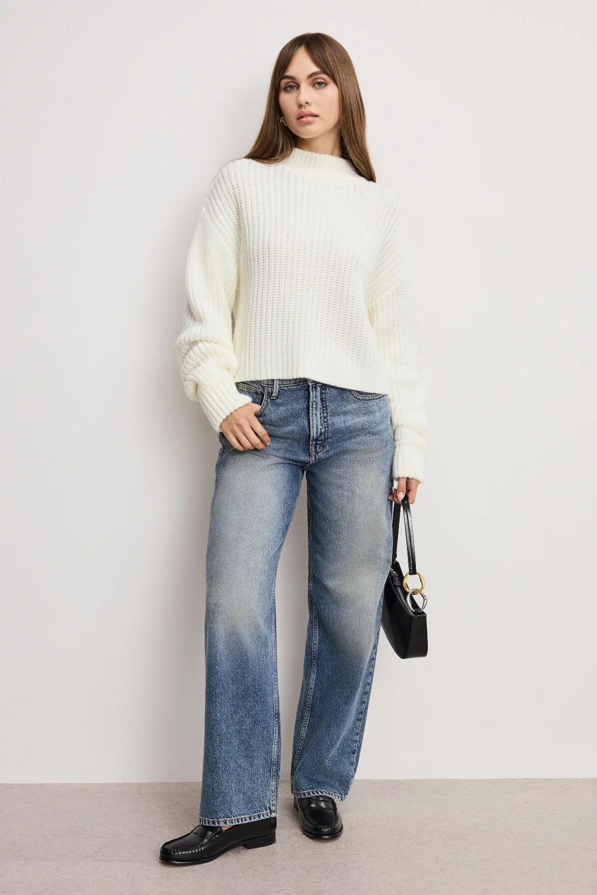 Chunky Knit Mock Neck Sweater by GOOD AMERICAN