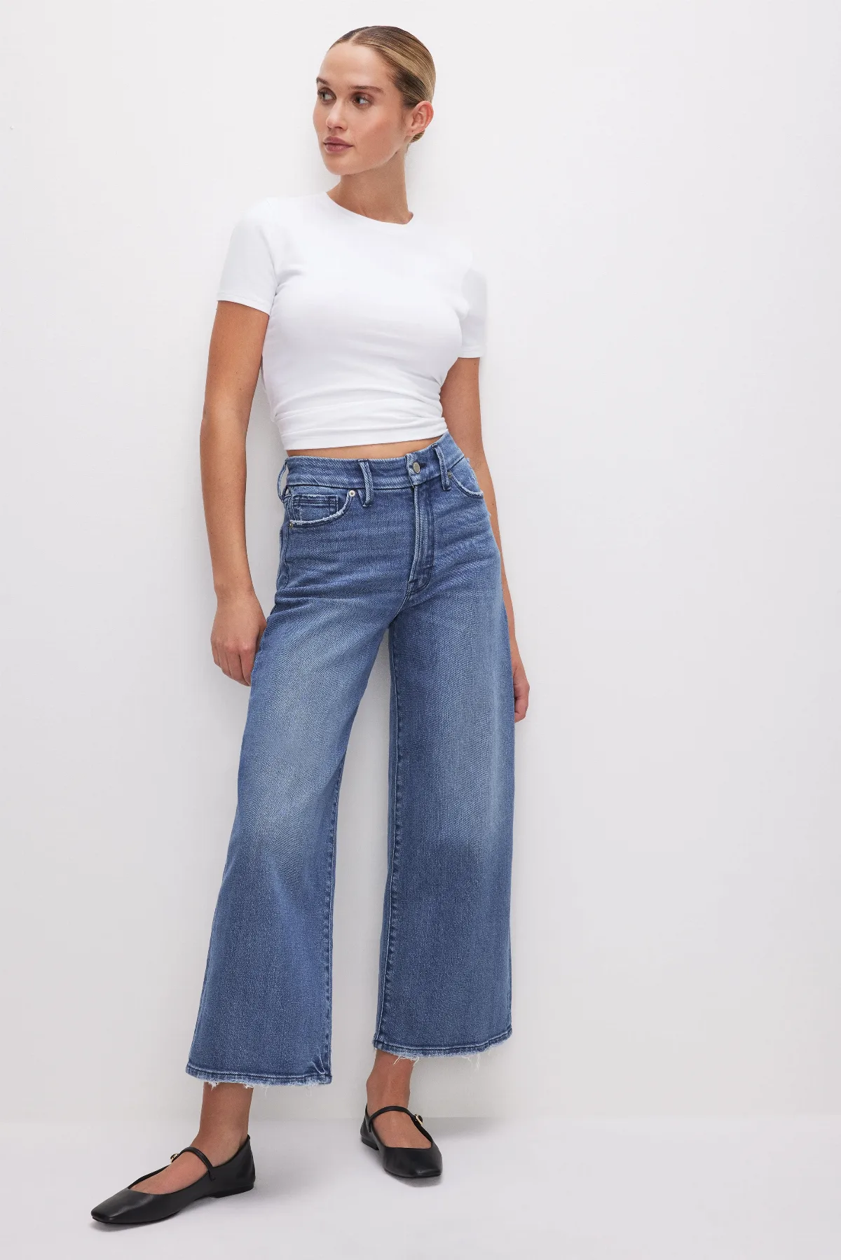Good Waist Cropped Palazzo Jeans by Khlo Kardashian by GOOD AMERICAN