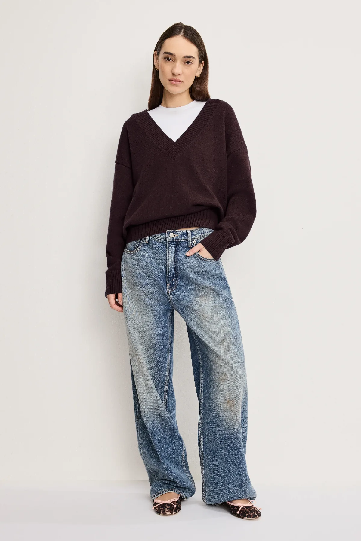 Deep V Knit Sweater - by Khloé Kardashian
