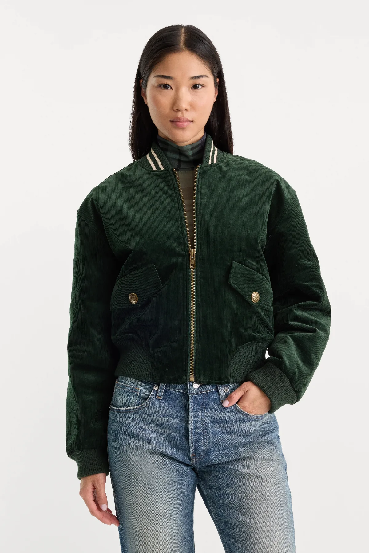 The Cord Varsity Jacket by Khloé Kardashian by GOOD AMERICAN