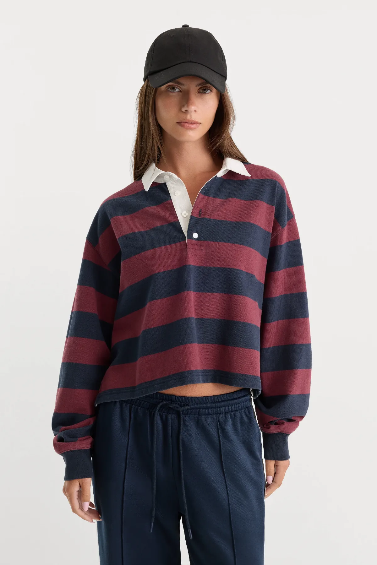 The Cropped Rugby Polo by Khloé Kardashian by GOOD AMERICAN