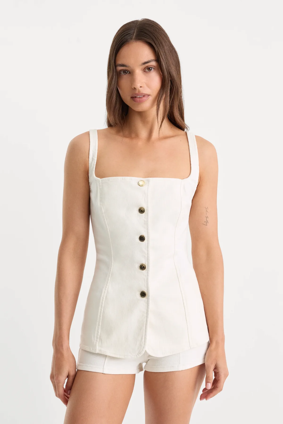 Sleeveless Denim Button Front Top by Khlo Kardashian by GOOD AMERICAN