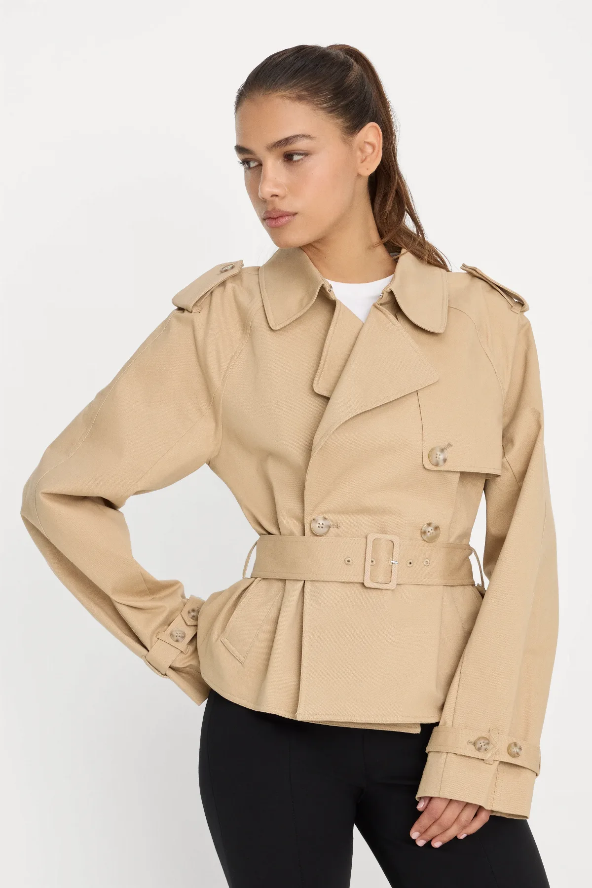 The Cropped Trench Jacket by Khlo Kardashian