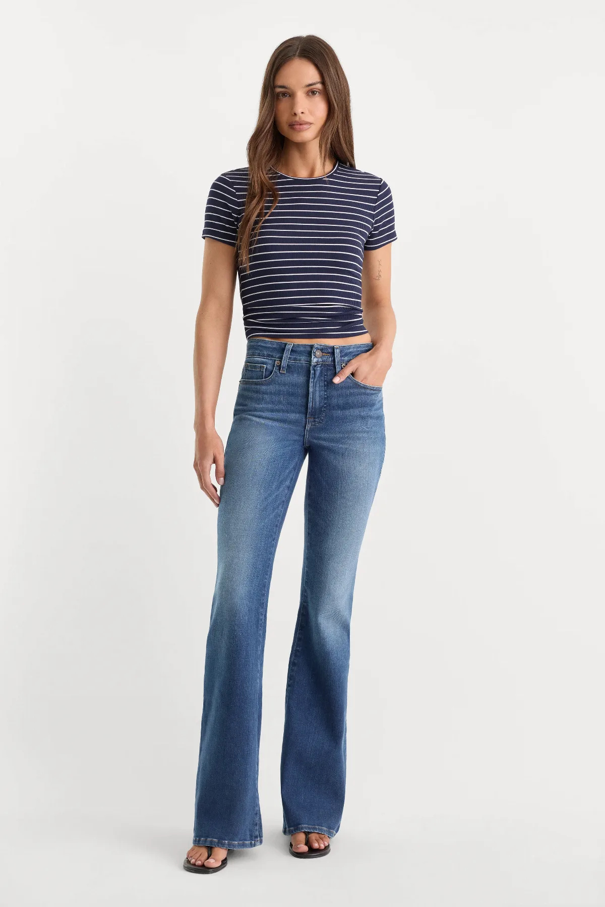 Soft Tech Good Legs Flare Jeans by Khlo Kardashian
