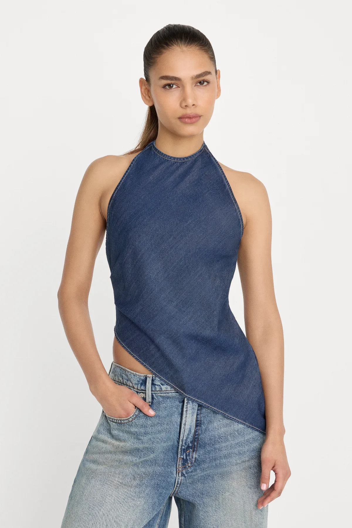 Asymmetric Hem Halter Top by Khlo Kardashian by GOOD AMERICAN