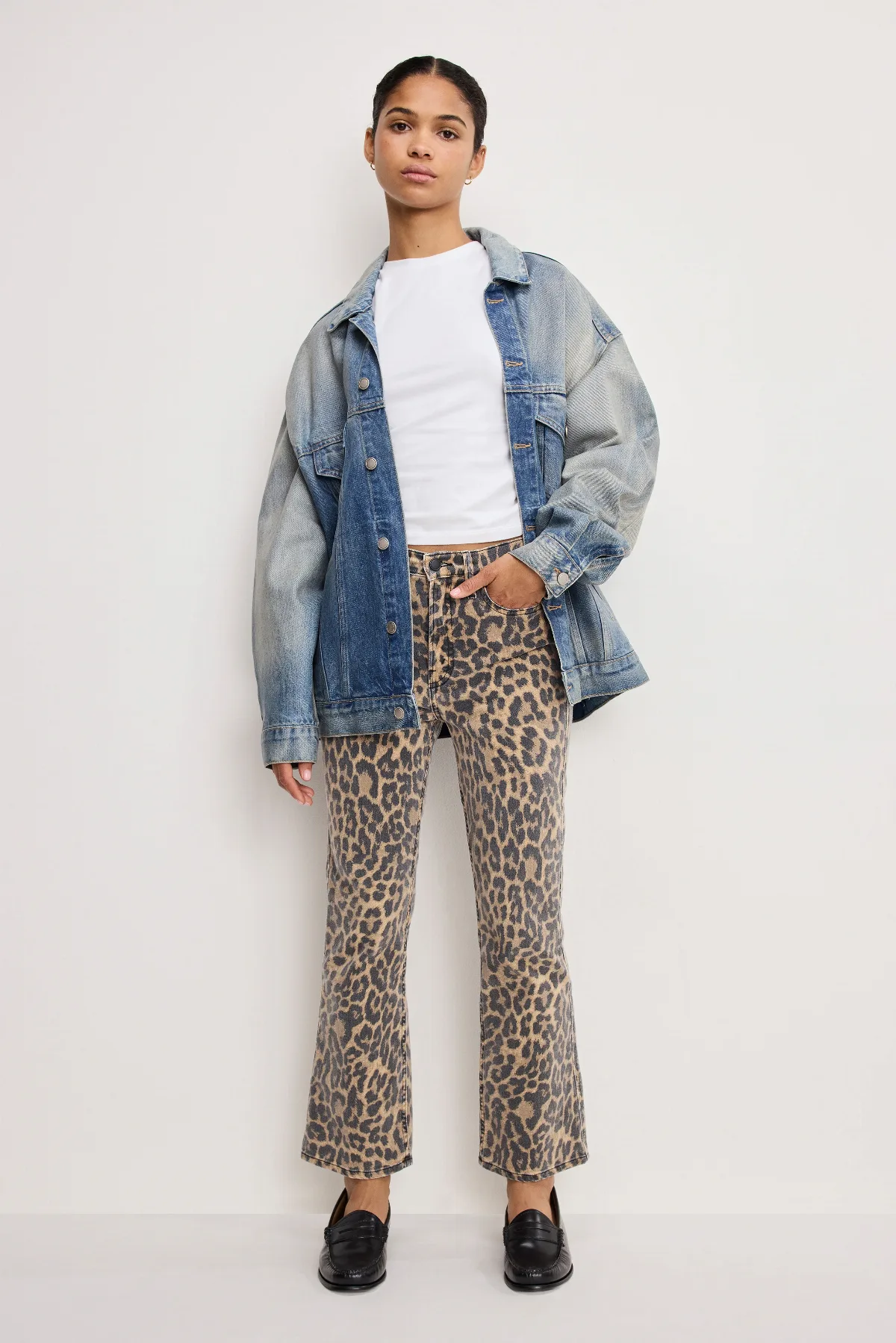 Good Kick Flare Leopard Jeans by Khloé Kardashian by GOOD AMERICAN