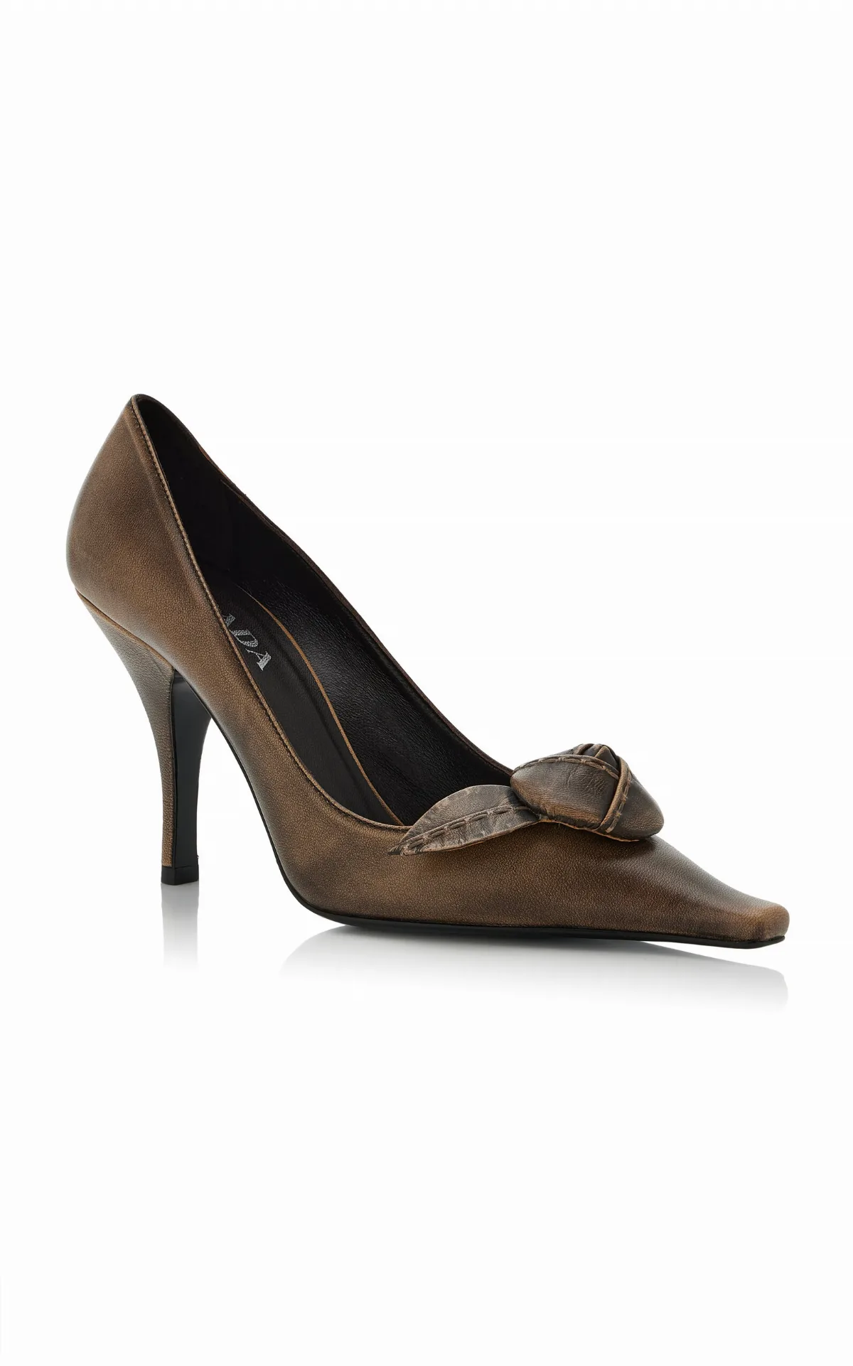 Re-Edition Floral-Appliquéd Leather Pumps by Prada