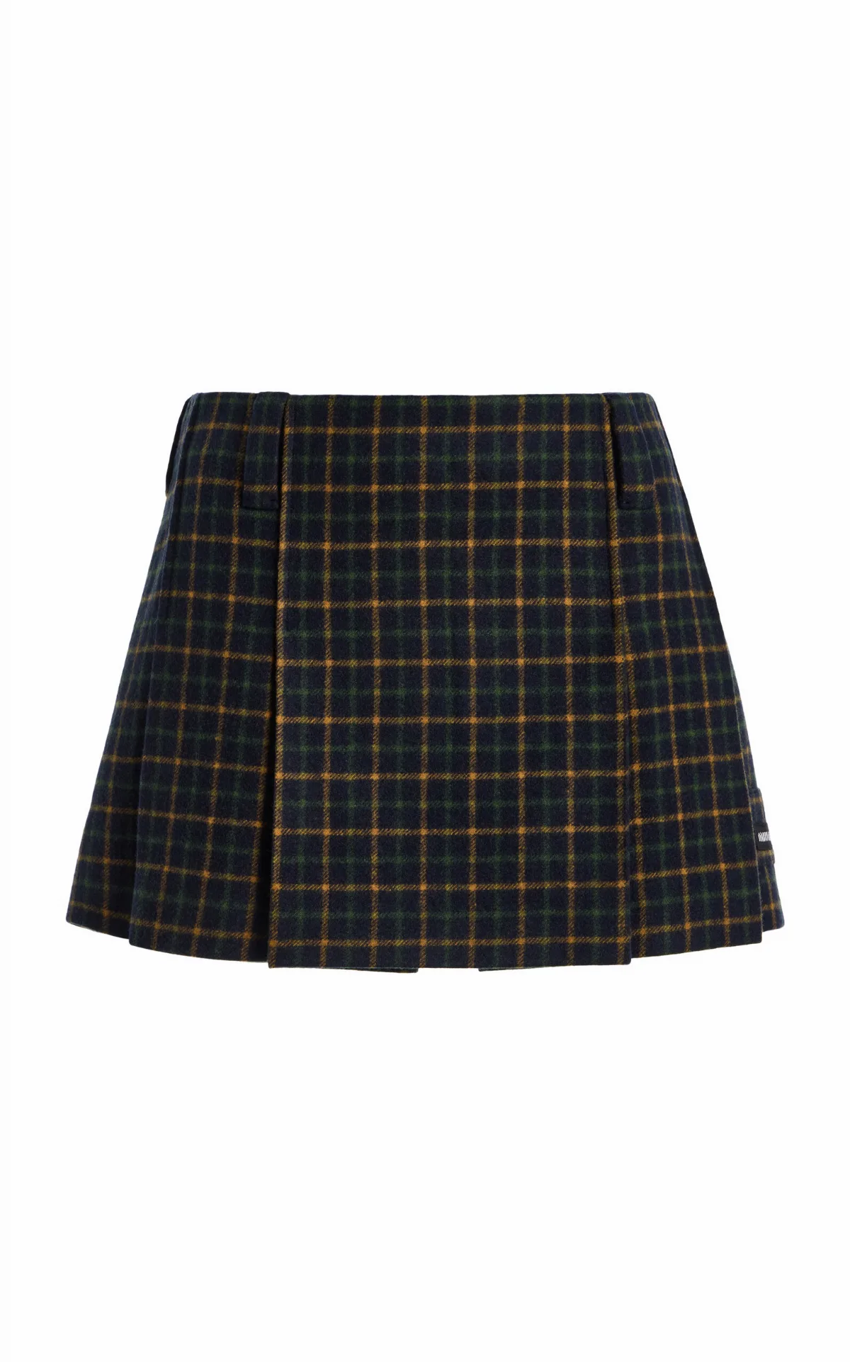 Pleated Checked Wool Mini Skirt by Miu Miu