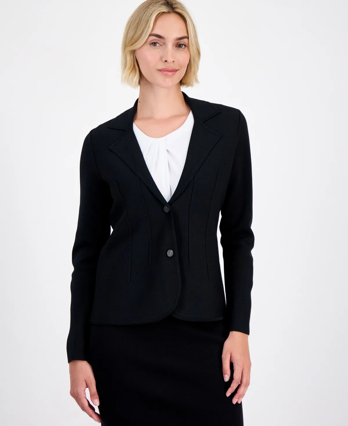 Structured-Waist Sweater Blazer by Anne Klein