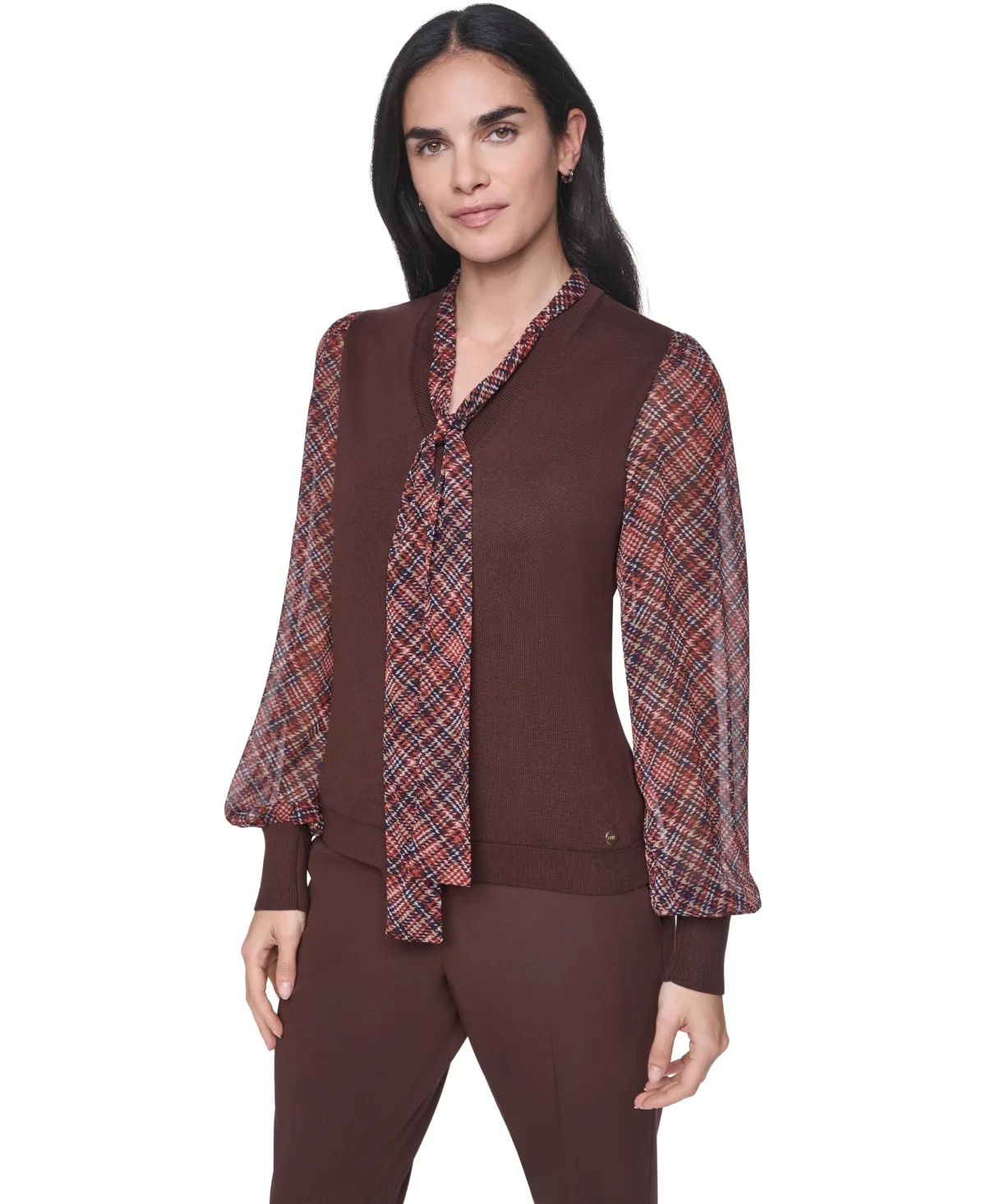 V-Neck Tie-Neck Sweater by Tommy Hilfiger