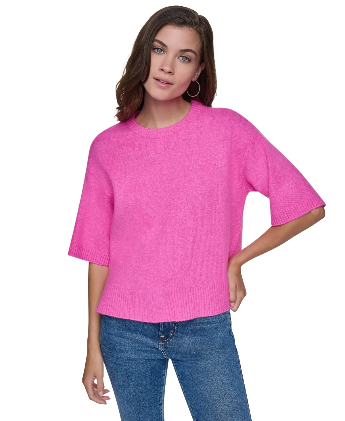 Rugby Short-Sleeve Crewneck Boxy Sweater by Dkny Jeans