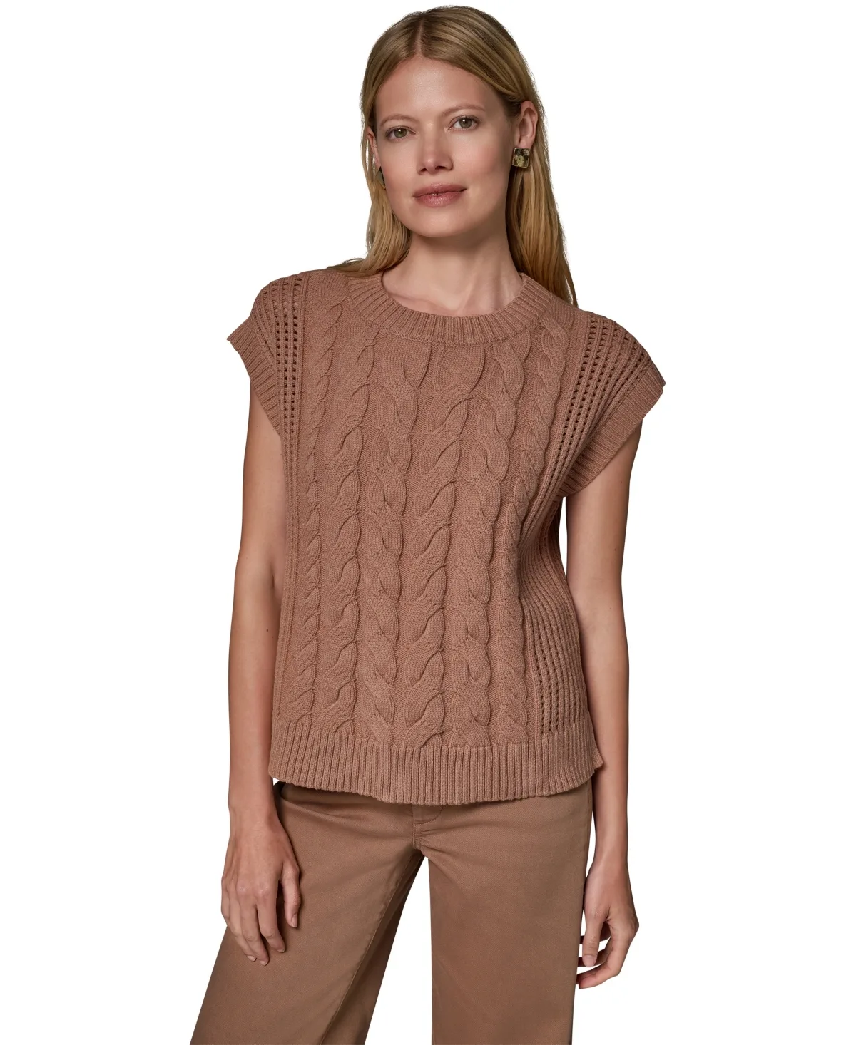 Sleeveless Cable-Knit Boxy Sweater Vest