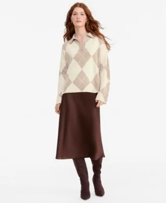 100% Cashmere Argyle Oversized Collar Sweater by Charter Club