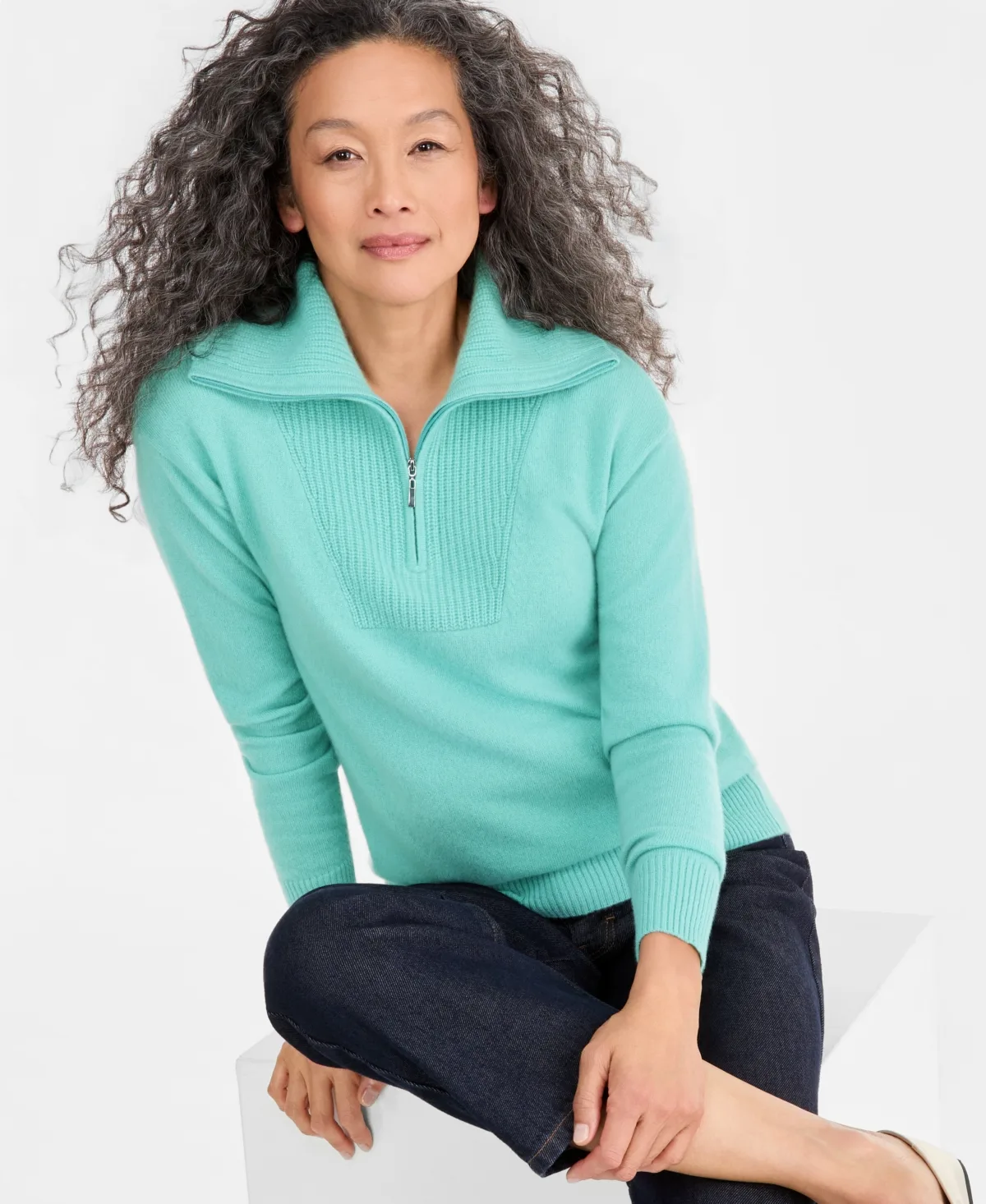 100% Cashmere Quarter-Zip Sweater by Charter Club