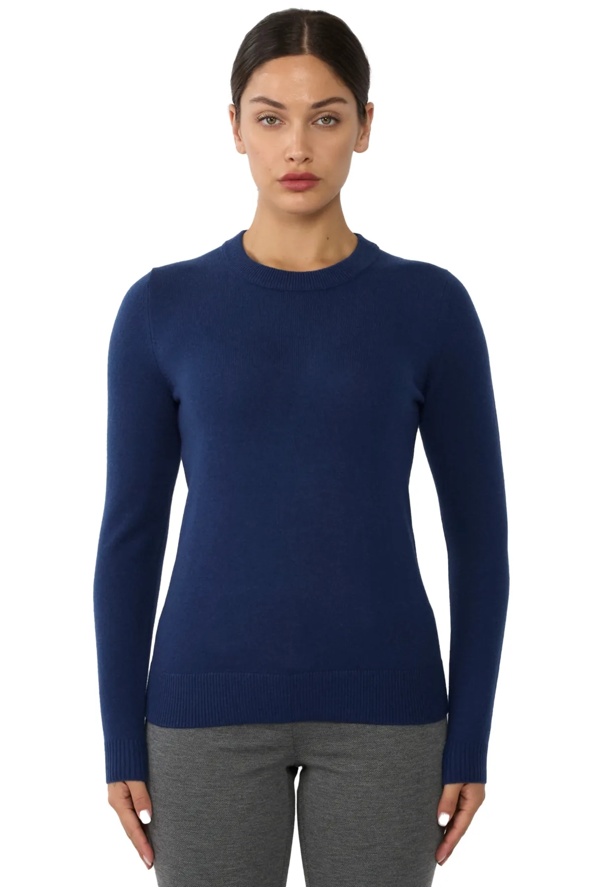 100% Pure Cashmere Long Sleeve Crew Neck Pullover Sweater by Jennie Liu