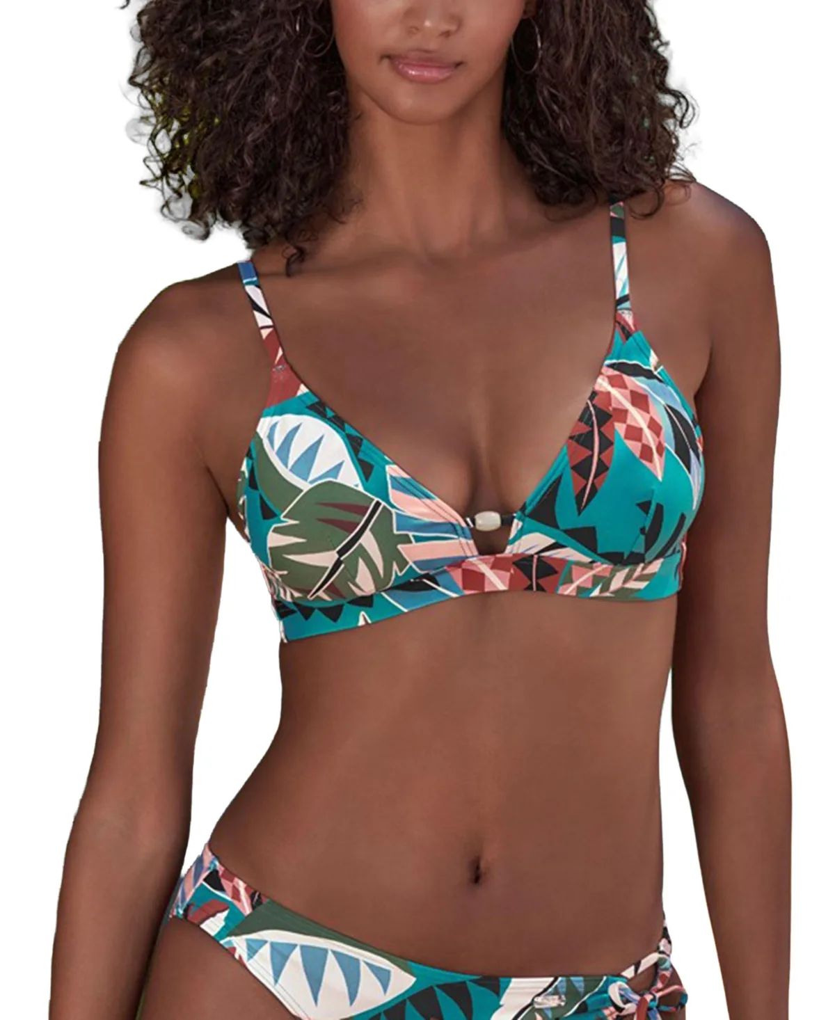 Bead Detail Triangle Bikini Swimsuit Top Bra Sizing by Lascana