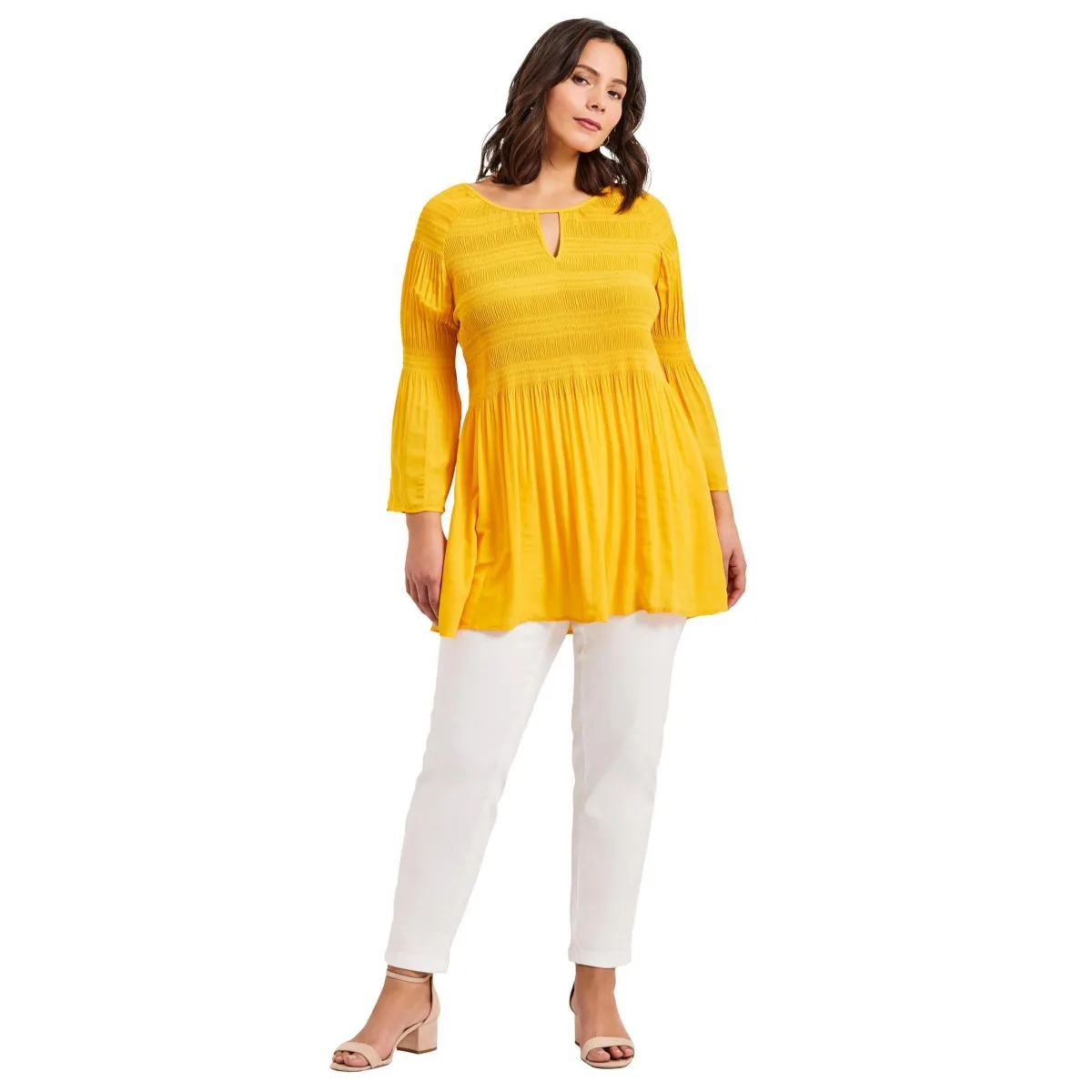 Keyhole Bell Sleeve Tunic by Avenue