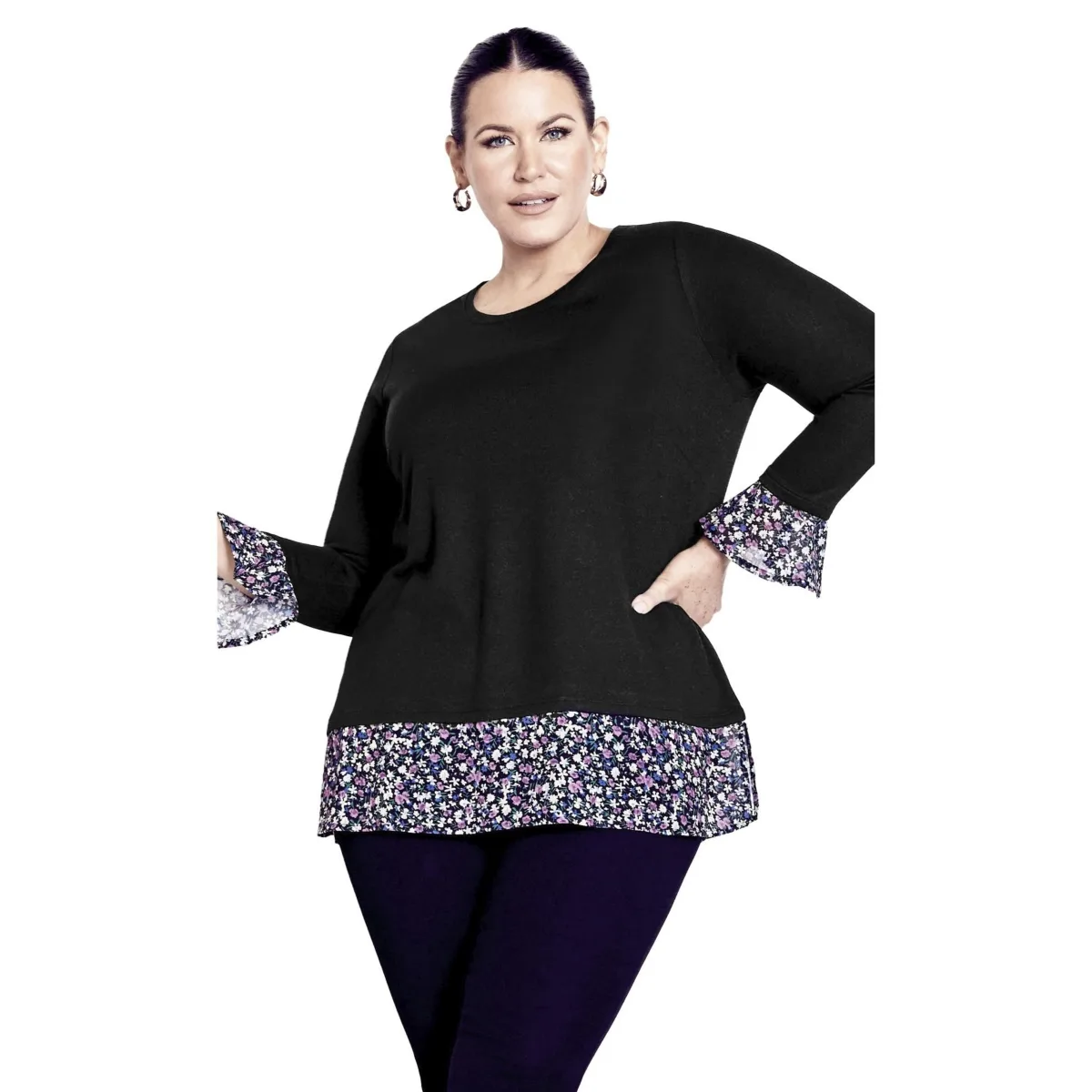 Hacci Chiffon Print Top by Avenue