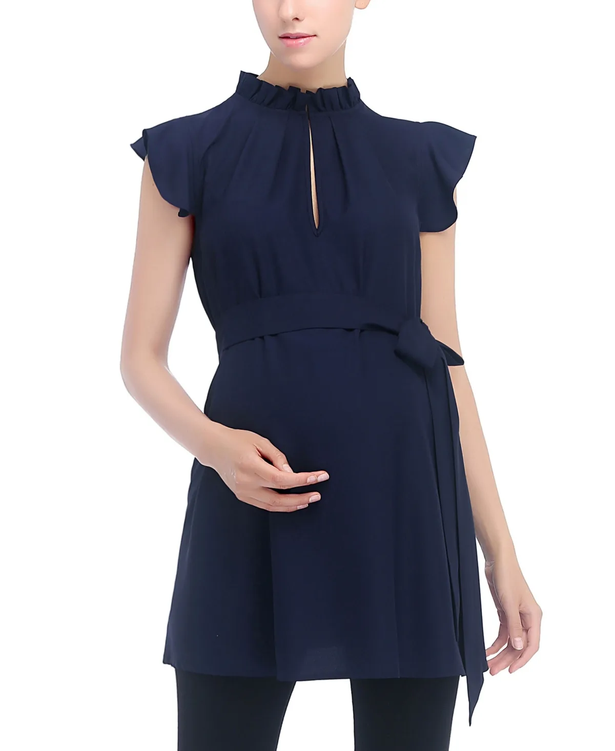 Flutter Sleeve Belted Blouse by Kimi + Kai