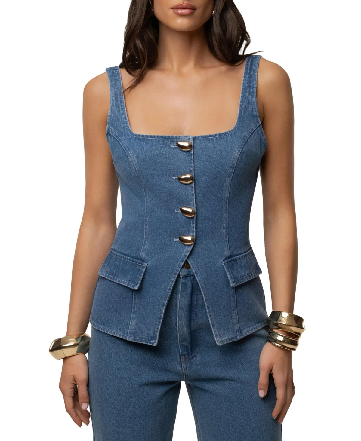 Step Forward Denim Top by Jluxlabel