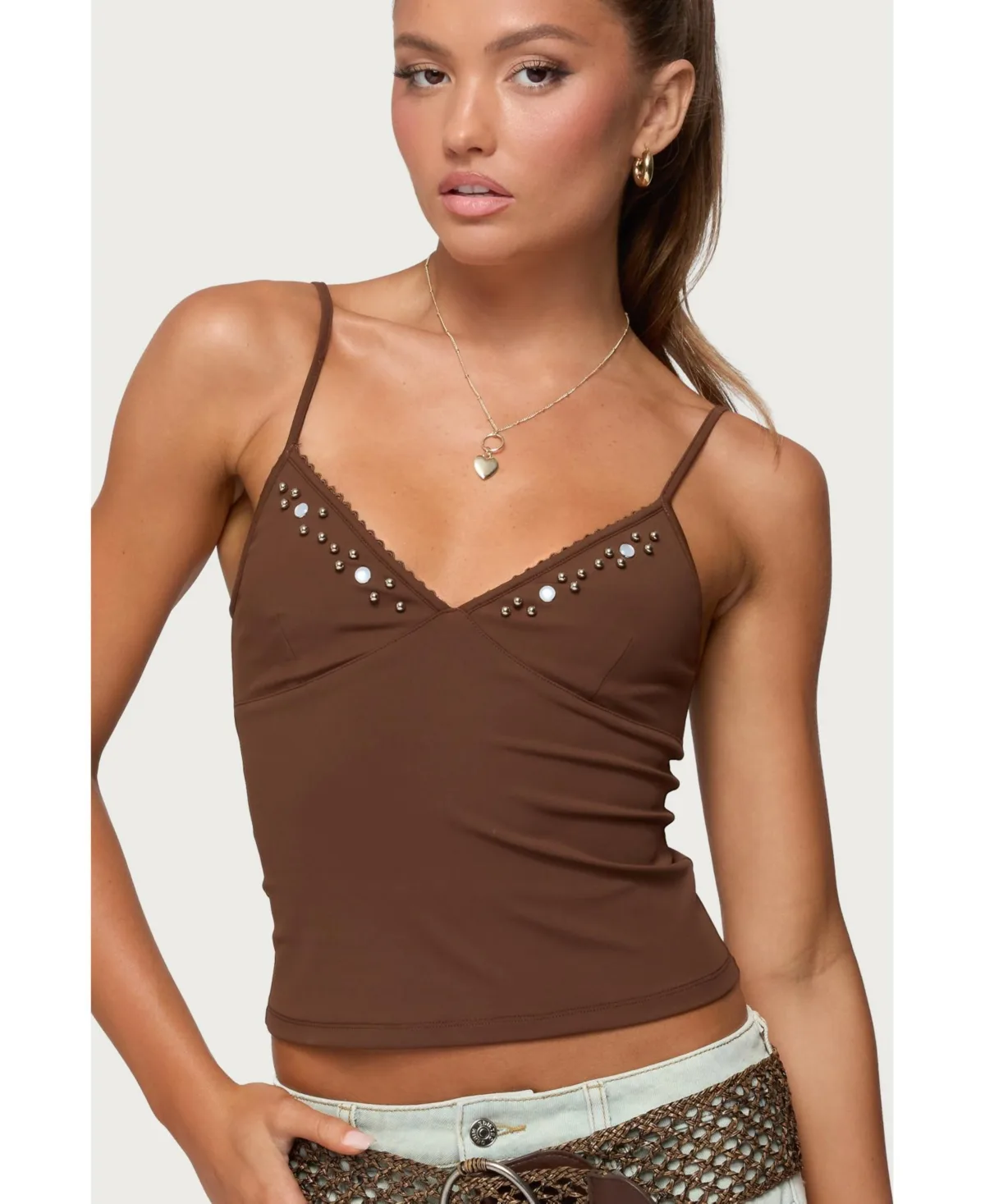 Holland Bead V Neck Tank Top