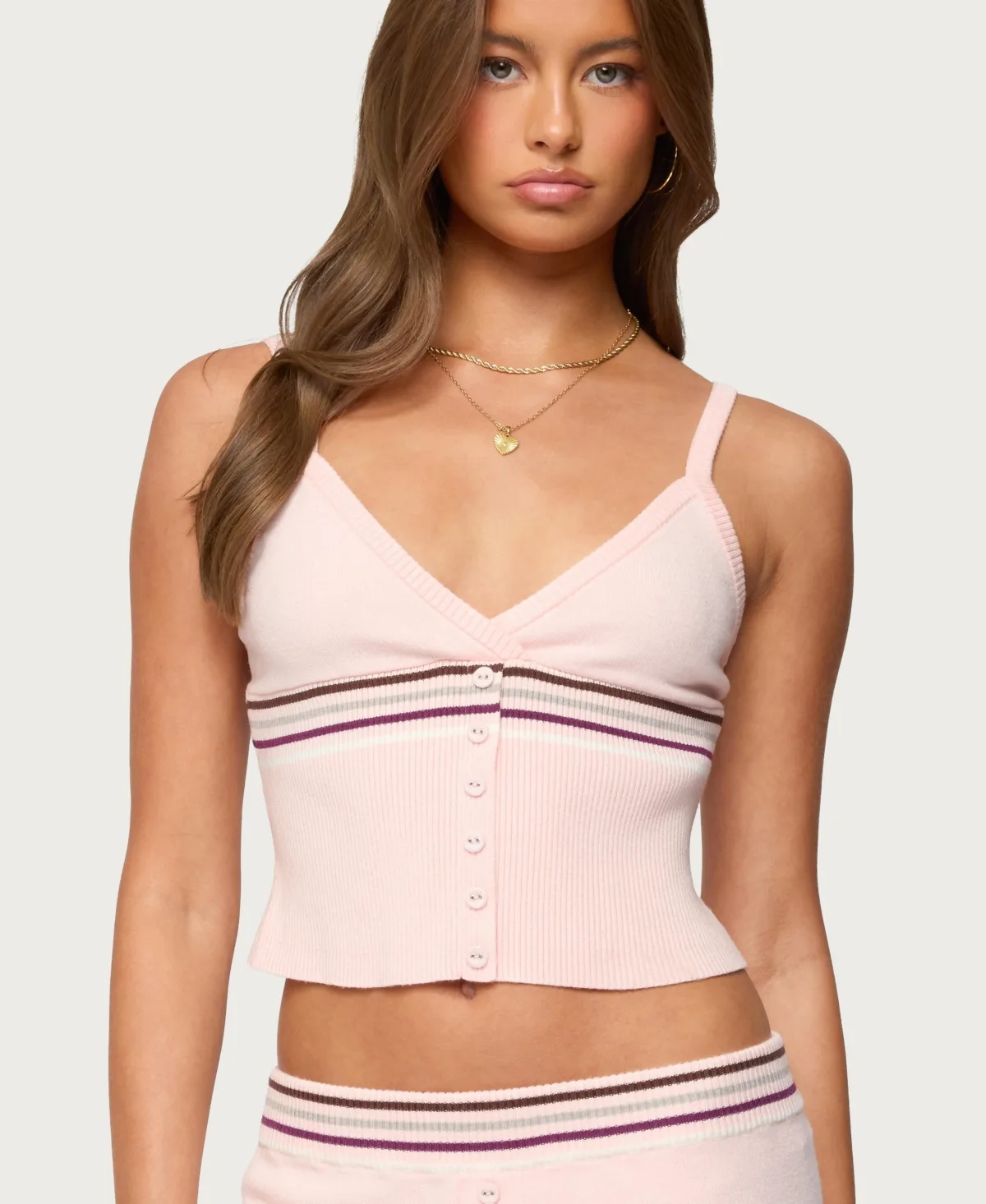 Miya Stripey Ribbed Knit Tank Top