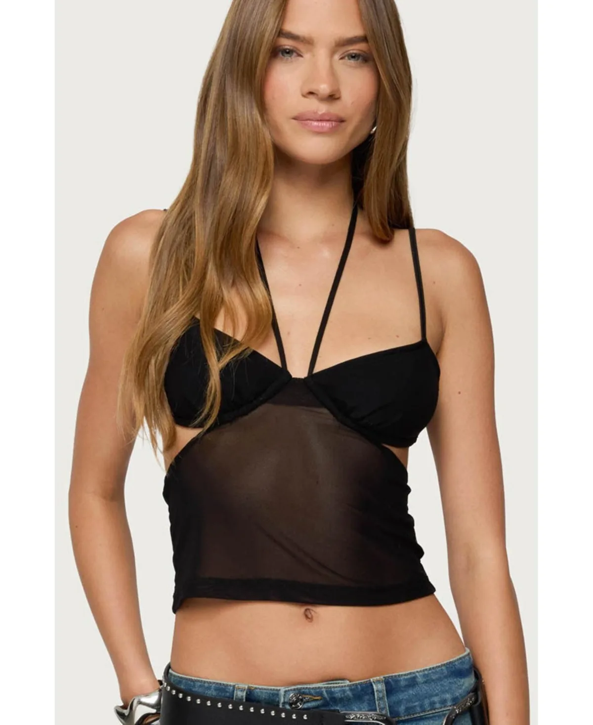 Strappy Sheer Mesh Cupped Top by Edikted