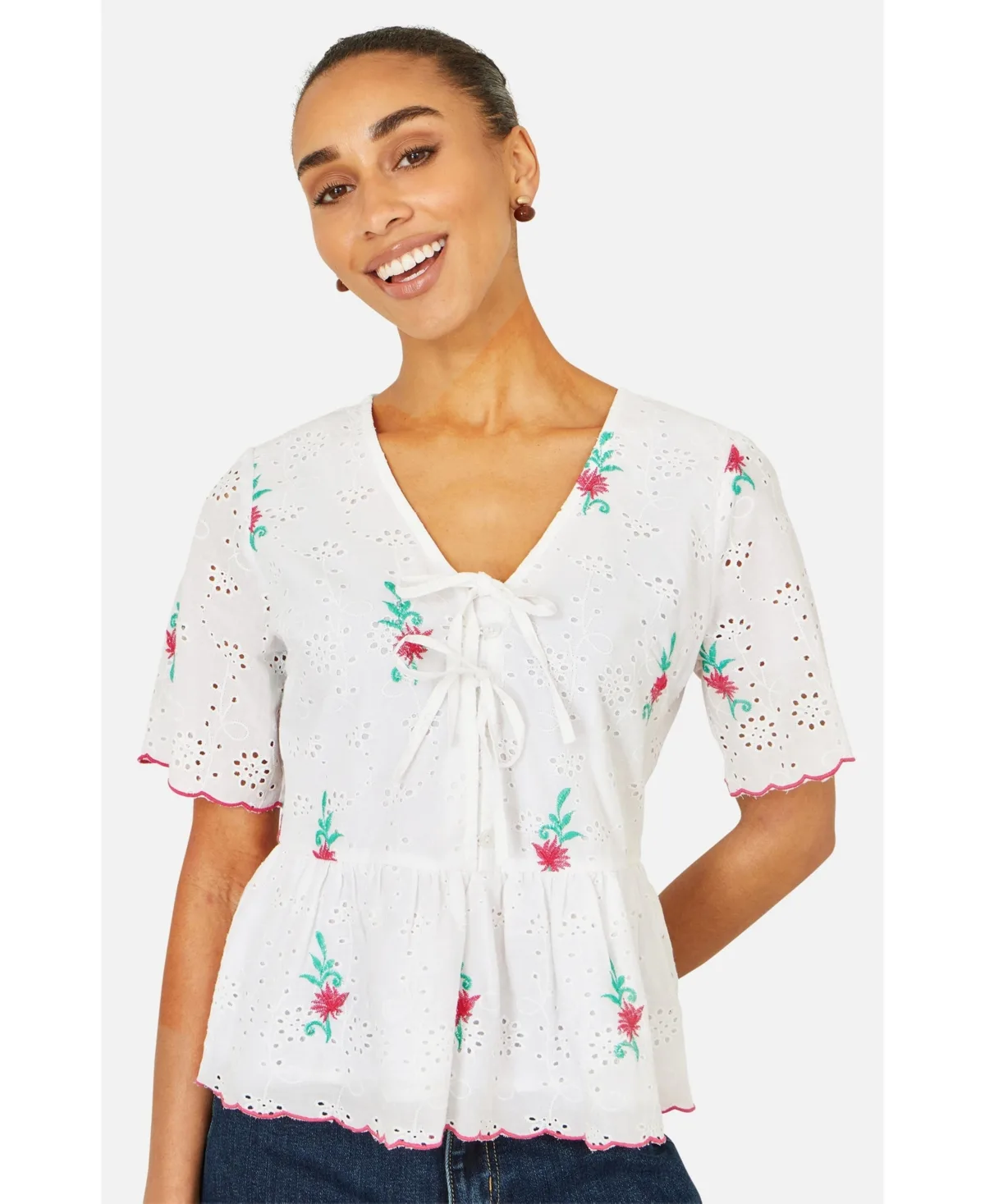 Broderie Anglaise Embroidered Tie Top