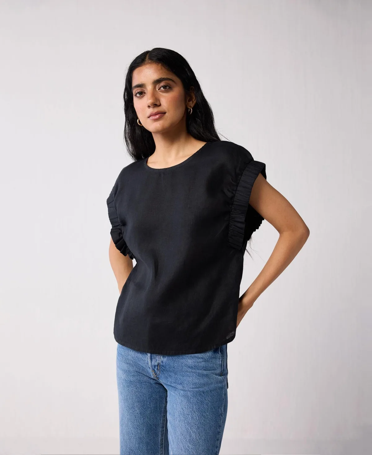 Hemp Top with Gathered Sleeve Detail by Reistor