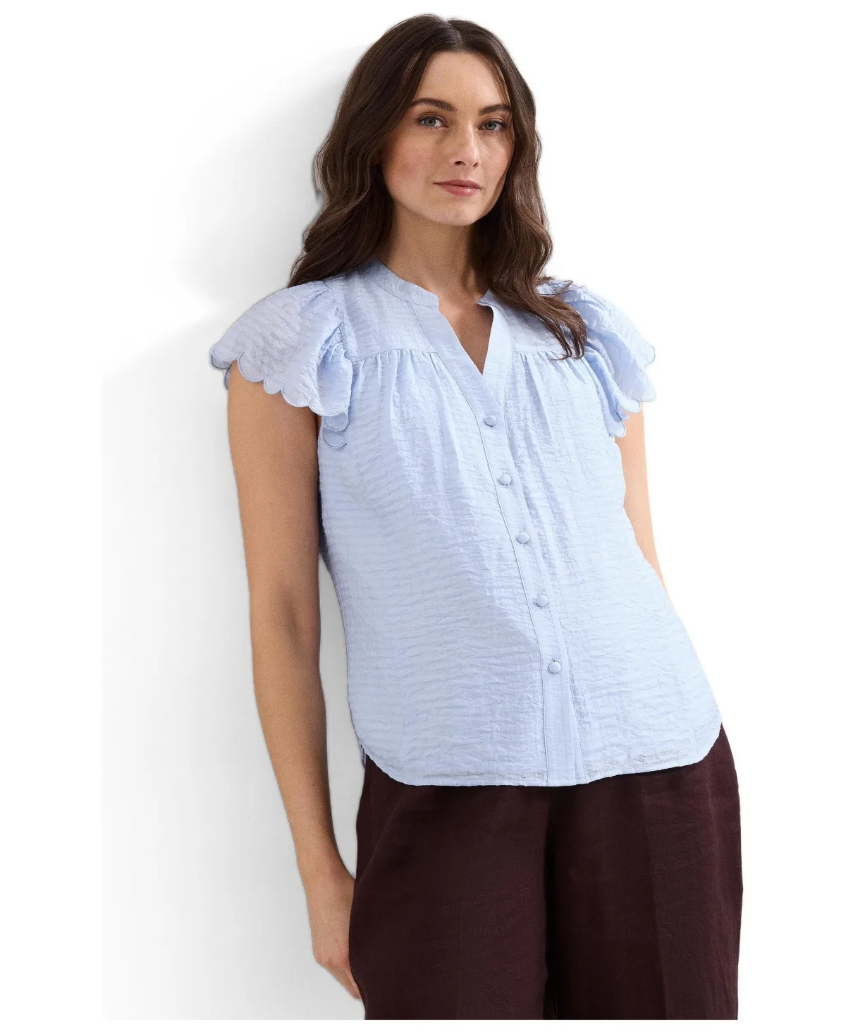 Aleasha Scallop Sleeve V-Neck Blouse by Phase Eight