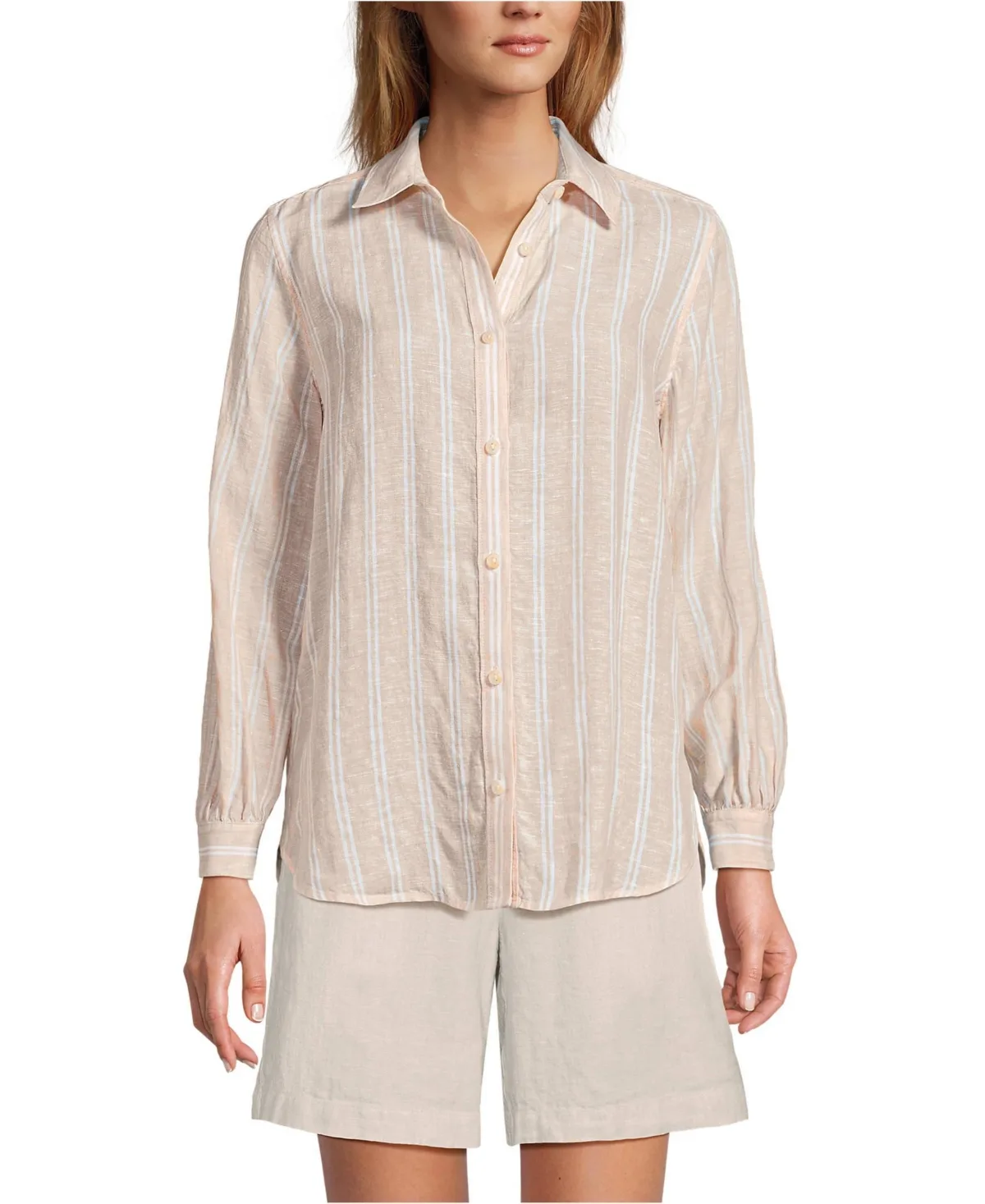 Linen Long Sleeve Feminine Shirt by Lands' End